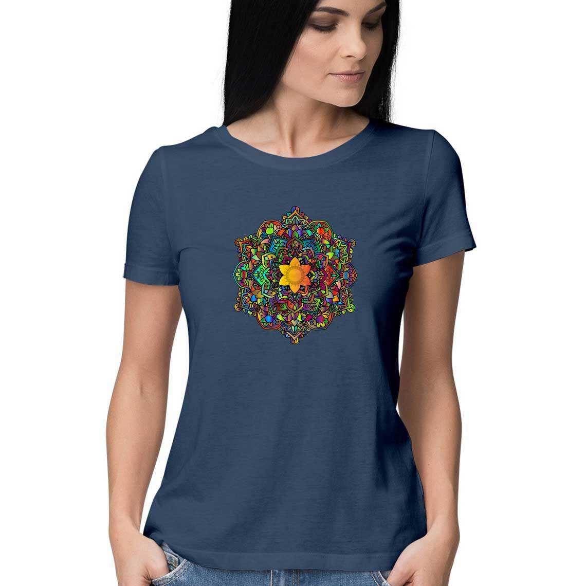 Color Burned Mandala Women's Graphic T-ShirtClothingWomen's Mandala Graphic Tee - Standout Style | 100% Cotton