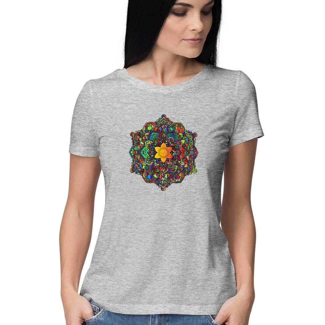 Color Burned Mandala Women's Graphic T-ShirtClothingWomen's Mandala Graphic Tee - Standout Style | 100% Cotton