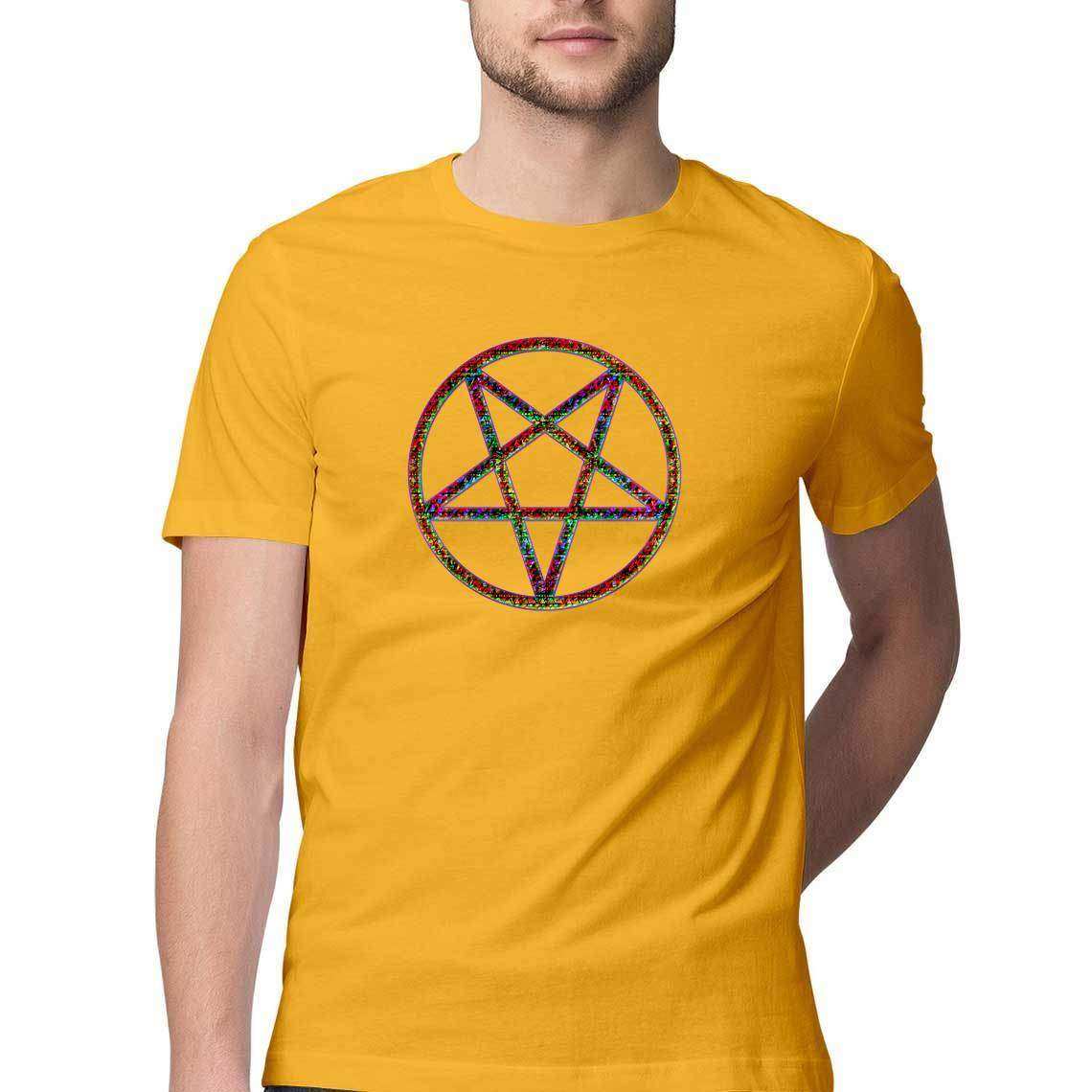 Color Burned Pentagram Graphic T-Shirt - CBD Store India