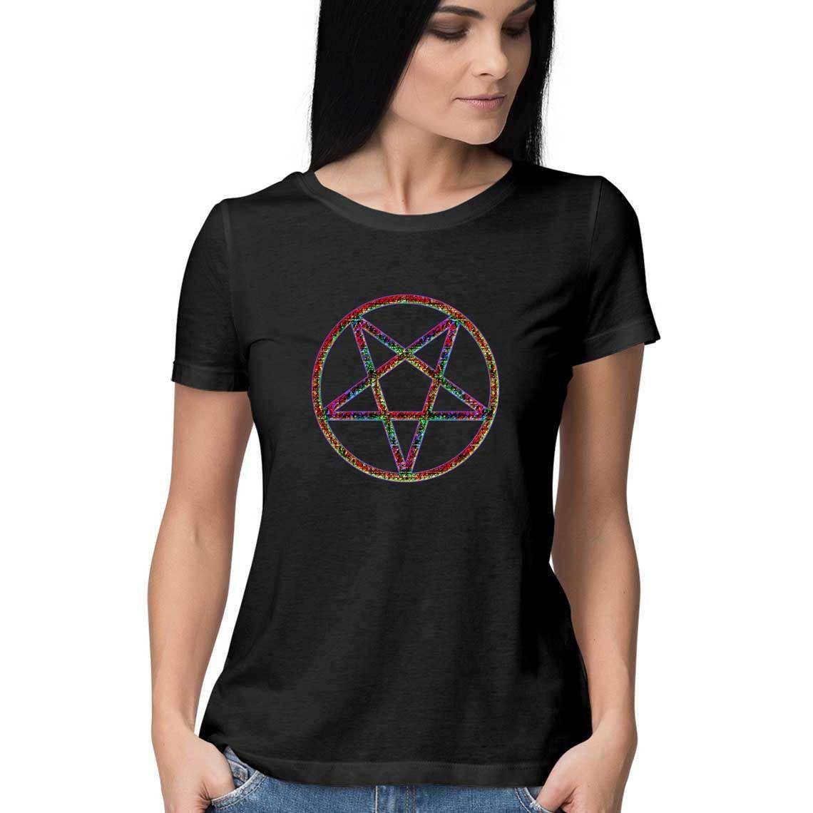 Color Burned Pentagram Women's T-Shirt.
