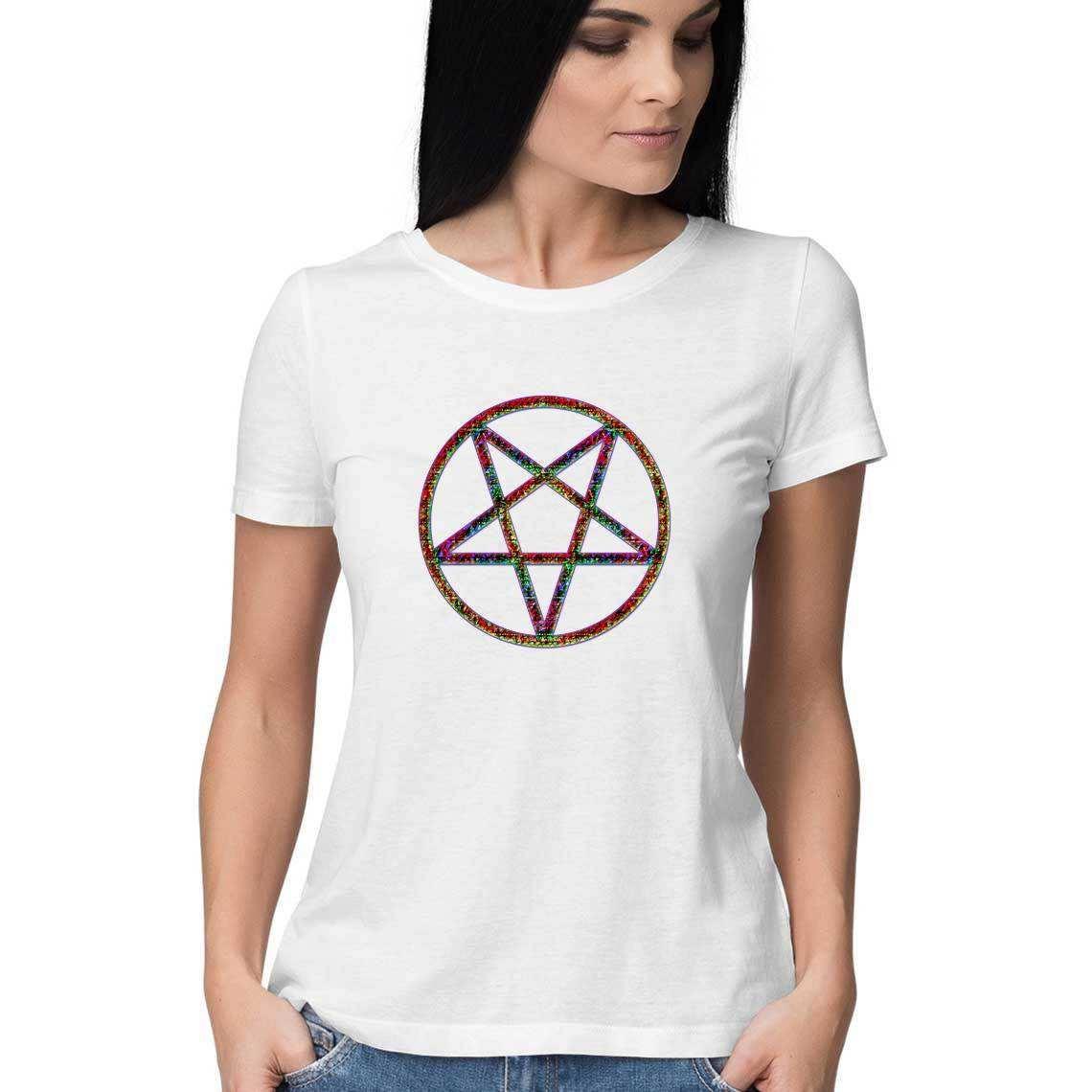 Color Burned Pentagram Women's T-Shirt.