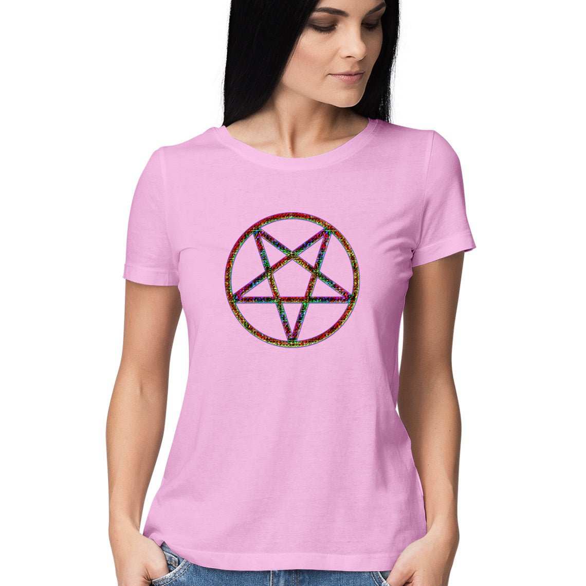 Color Burned Pentagram Women's T-Shirt - CBD Store India