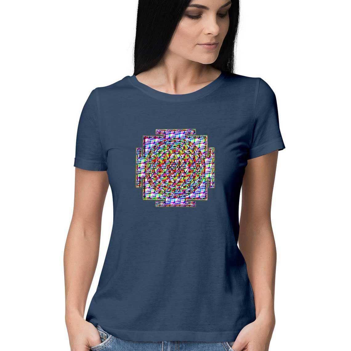 Color Burned Shri Yantra Women's T-Shirt.