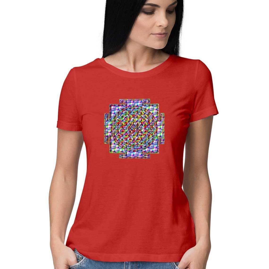 Color Burned Shri Yantra Women's T-Shirt.
