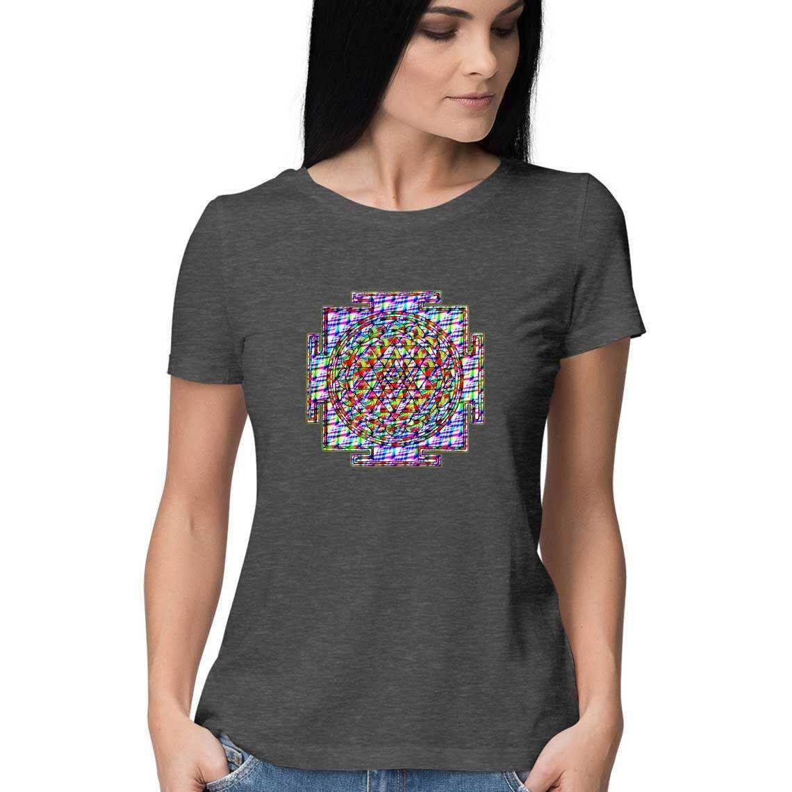 Color Burned Shri Yantra Women's T-Shirt.