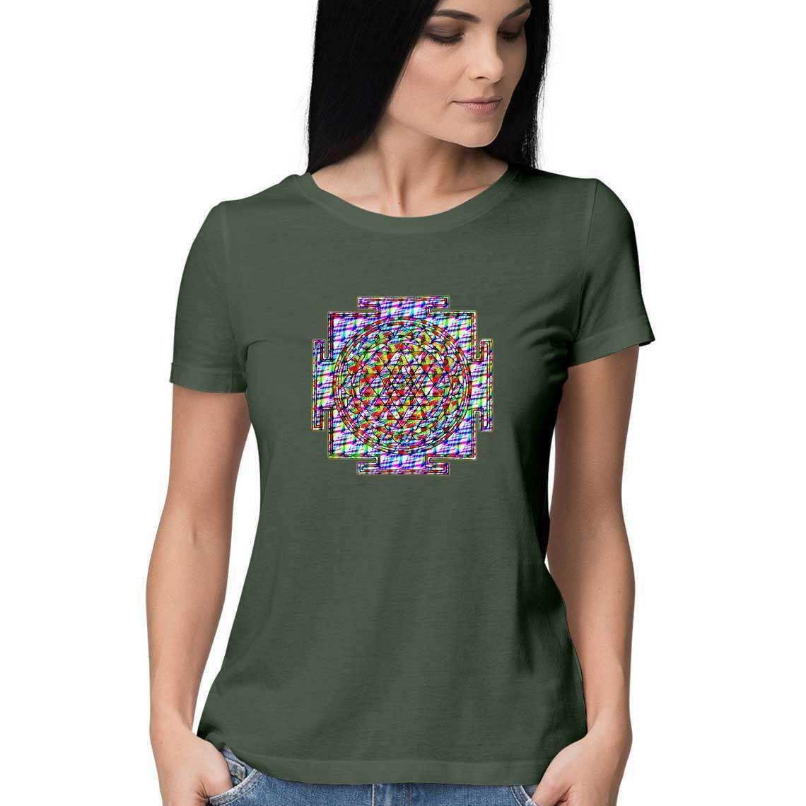 Color Burned Shri Yantra Women's T-Shirt.