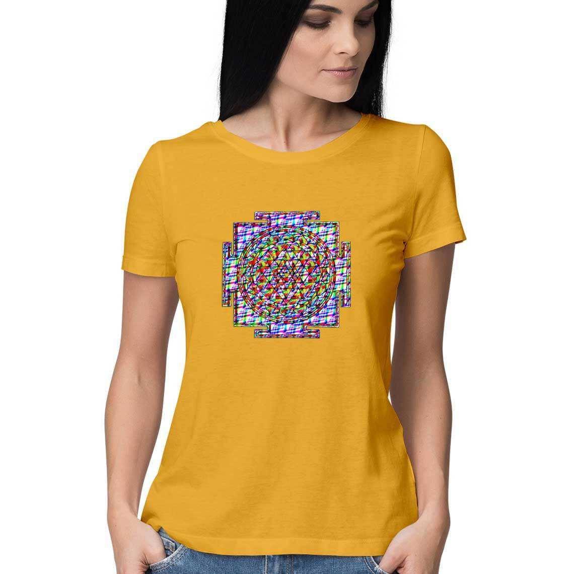 Color Burned Shri Yantra Women's T-Shirt.