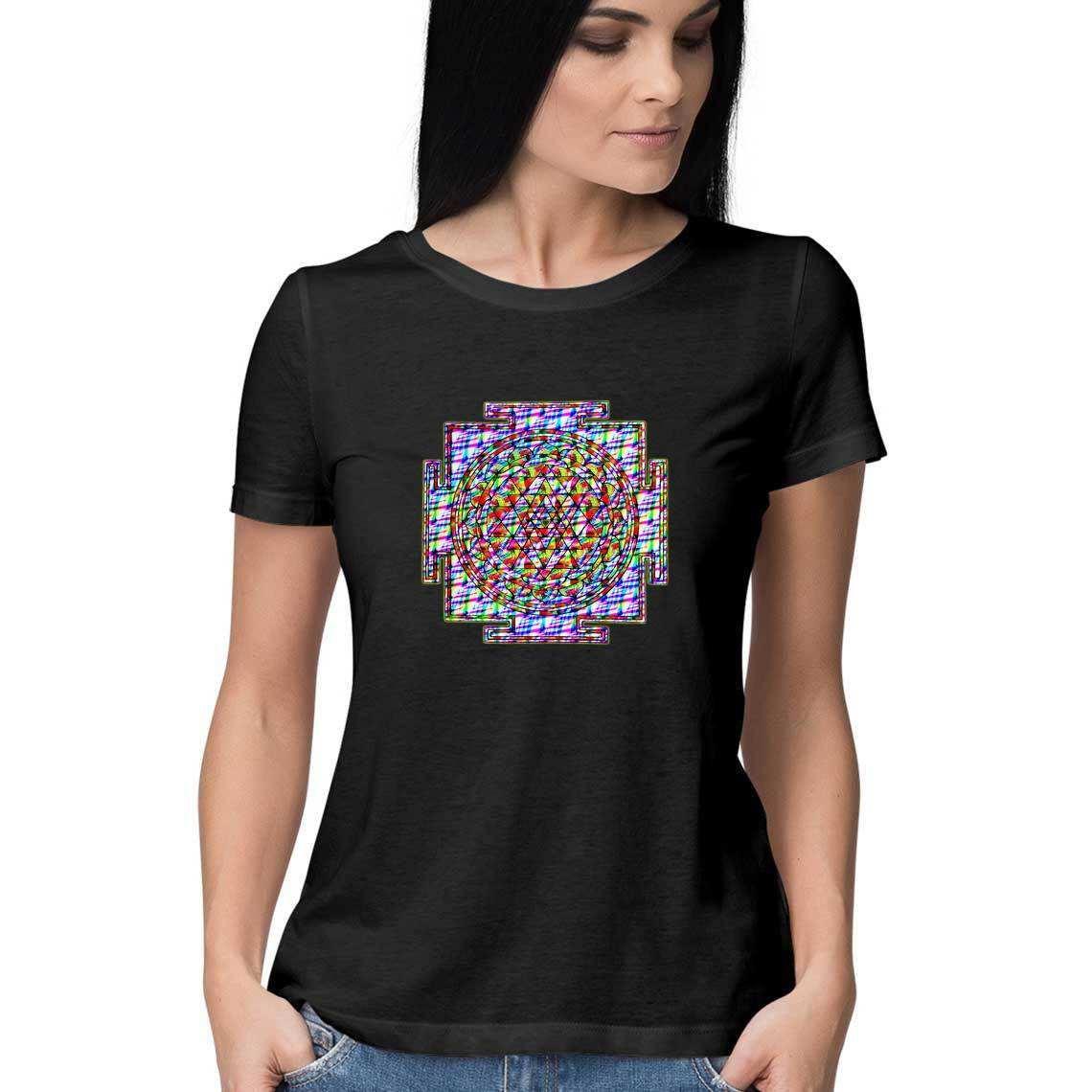 Color Burned Shri Yantra Women's T-Shirt.