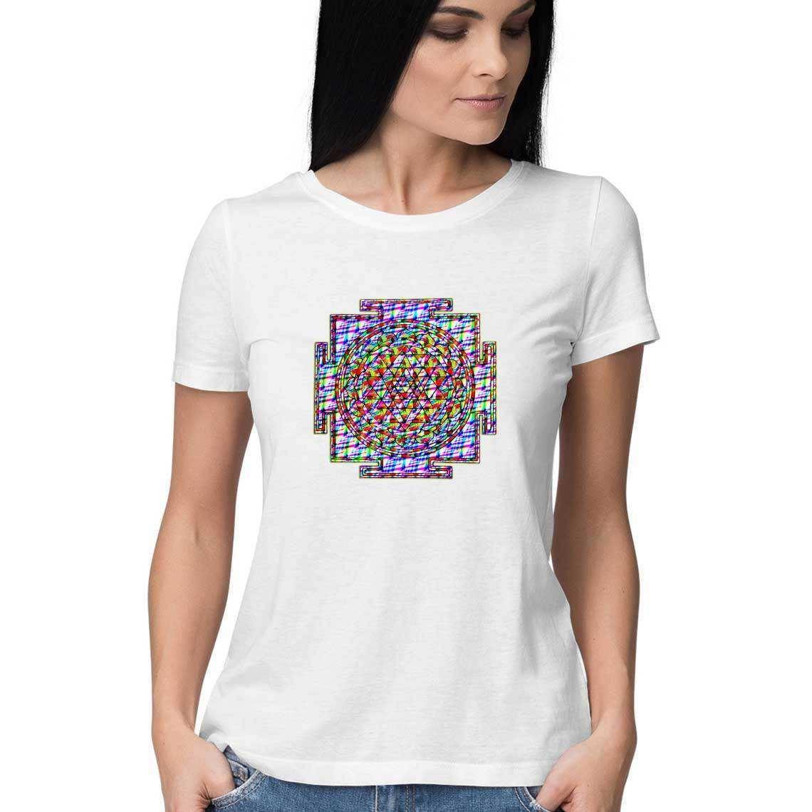 Color Burned Shri Yantra Women's T-Shirt.
