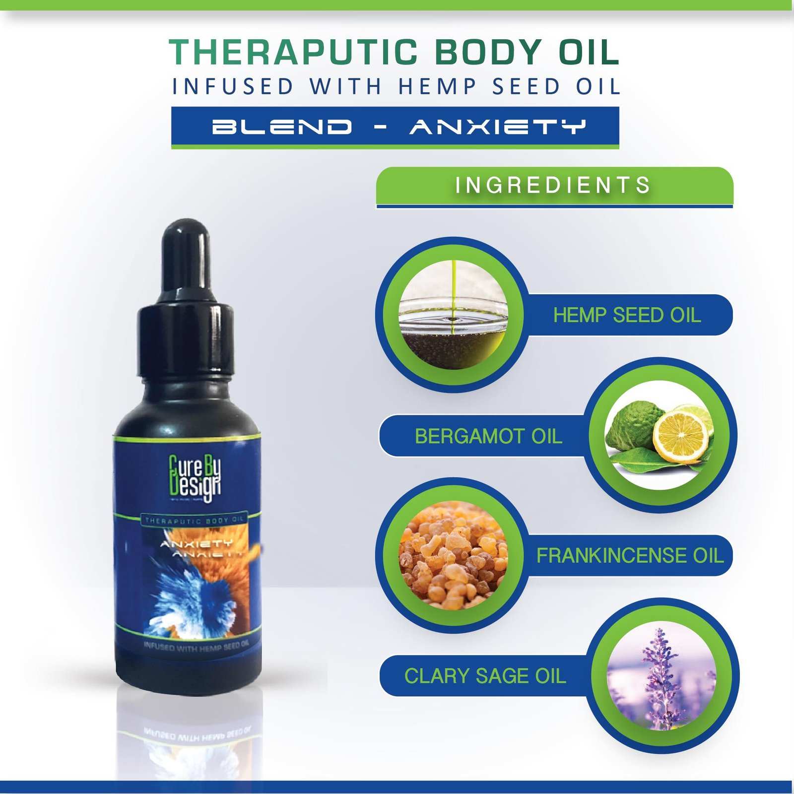 Cure By Design Blend For Anxiety Hemp Massage Oil - CBD Store India