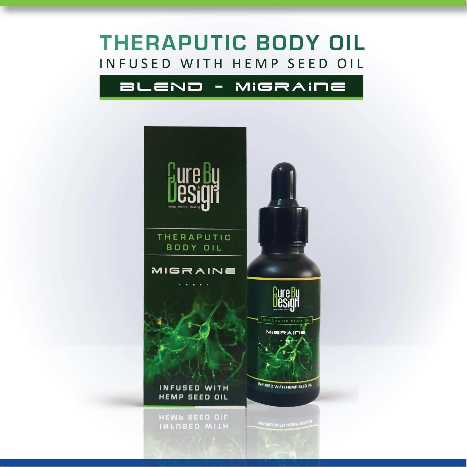 Cure By Design Blend For Migraine Hemp Massage Oil.