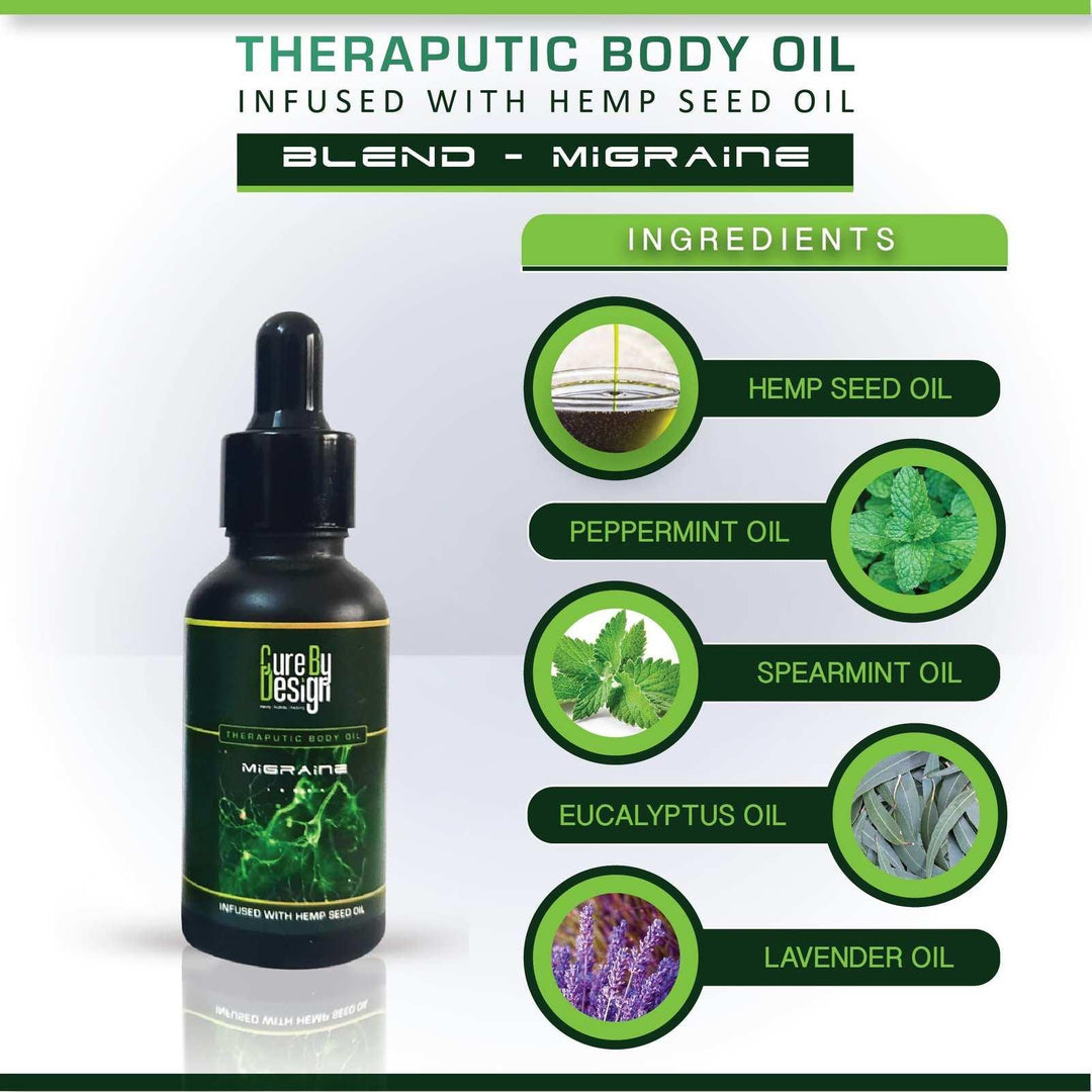 Cure By Design Blend For Migraine Hemp Massage OilCure By Design Blend For Migraine Hemp Massage Oil
