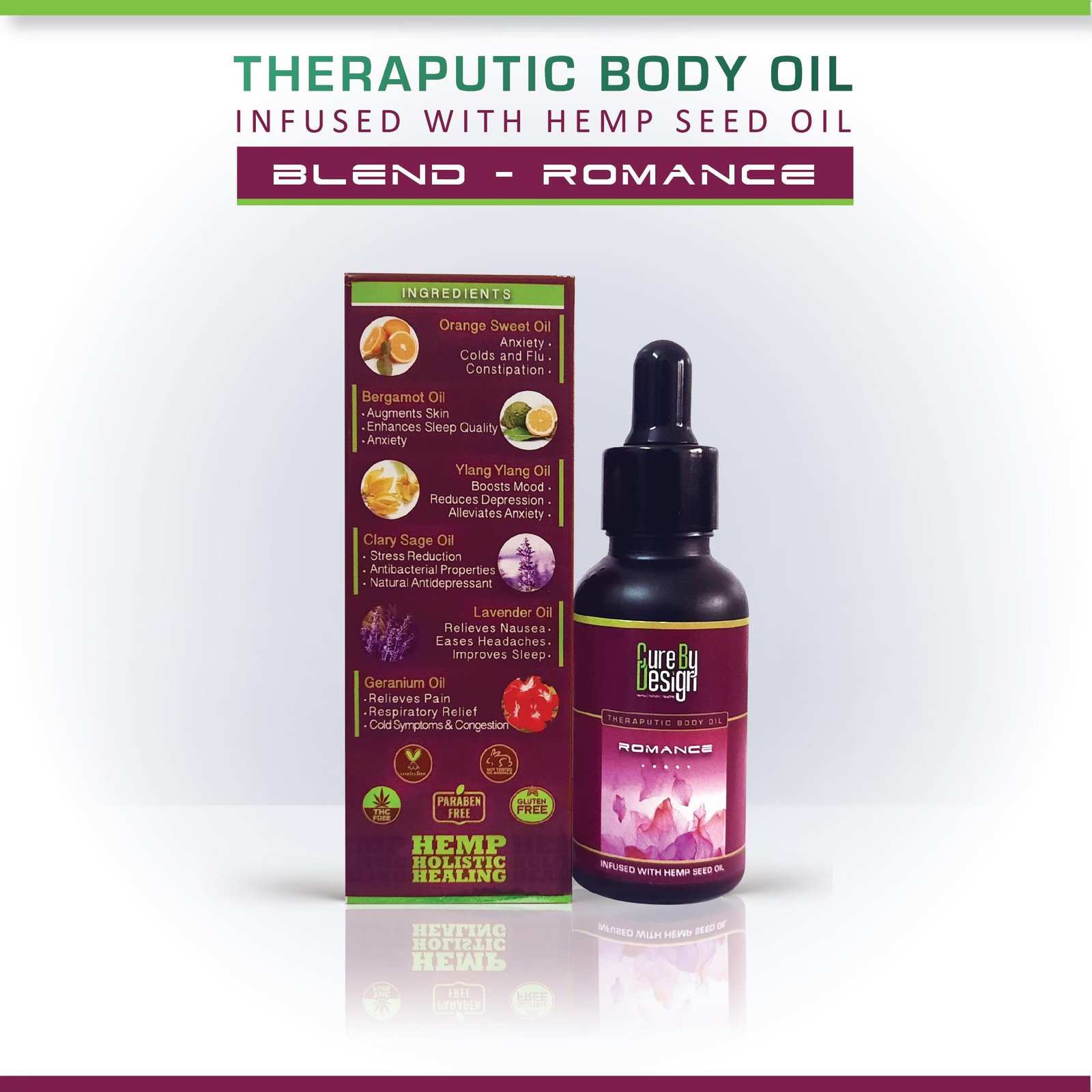 Cure By Design Blend For Romance Hemp Massage Oil - CBD Store India