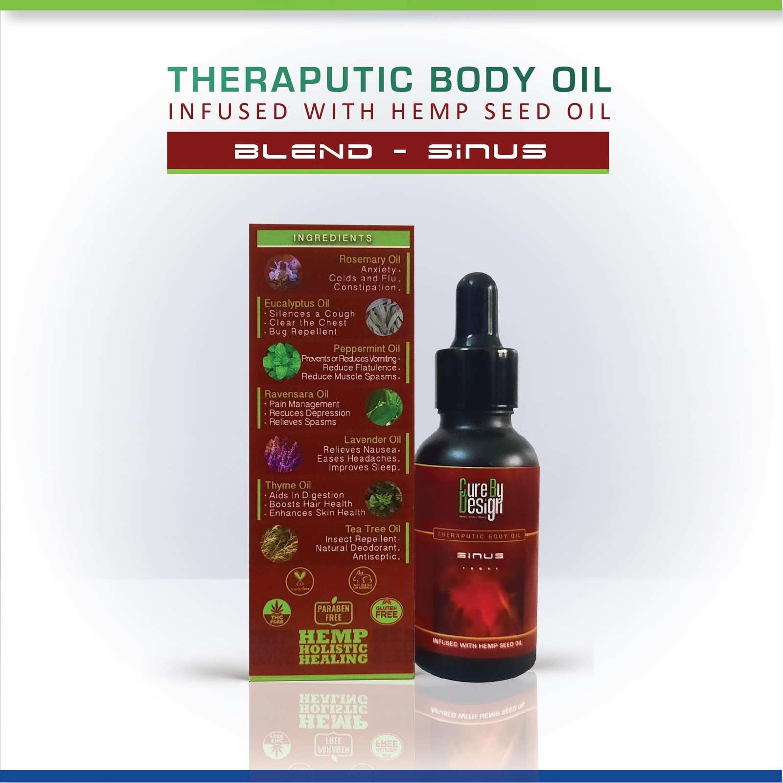 Cure By Design Blend For Sinus Hemp Massage Oil - CBD Store India