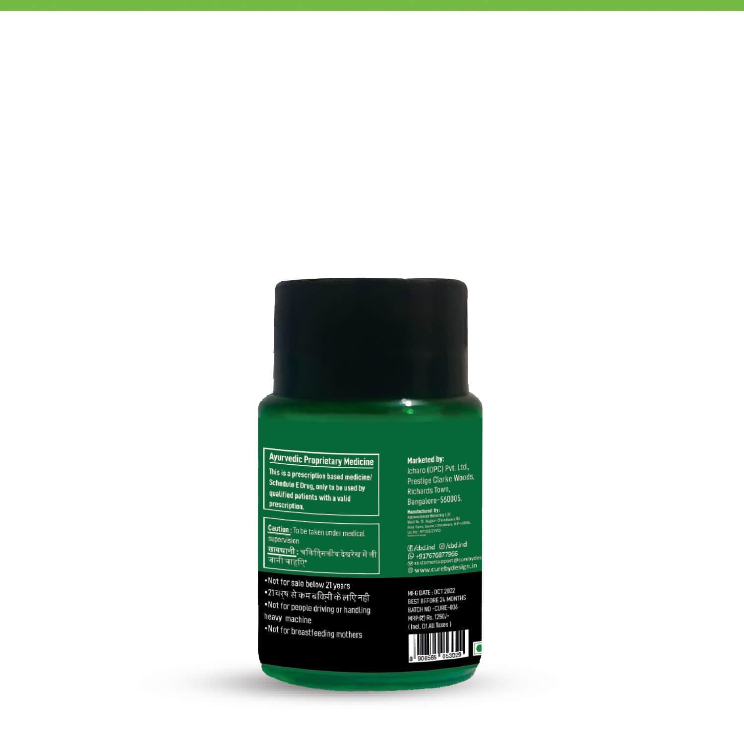 Cure By Design - Elevate | 100mg/Capsule - CBD Oil Dominant (2:1 - CBD:THC).