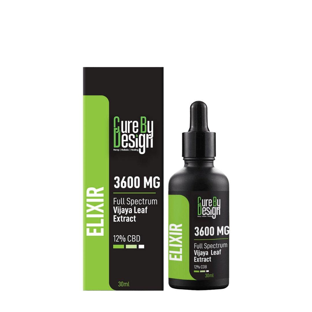 Cure By Design - Elixir  3600MG  - Full-Spectrum Vijaya Leaf Extract, 12 % CBD (Polyherbal)Vijaya ExtractCure By Design Elixir  3600MG | Full-Spectrum Vijaya Leaf Extract