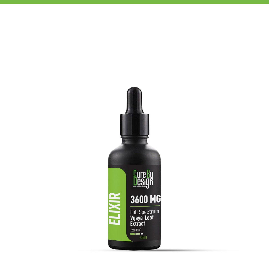 Cure By Design - Elixir  3600MG  - Full-Spectrum Vijaya Leaf Extract, 12 % CBD (Polyherbal)Vijaya ExtractCure By Design Elixir  3600MG | Full-Spectrum Vijaya Leaf Extract