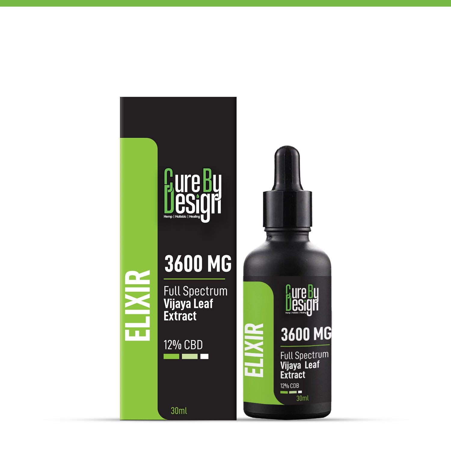 Cure By Design - Elixir 3600MG - Full-Spectrum Vijaya Leaf Extract, 12 % CBD (Polyherbal) - CBD Store India