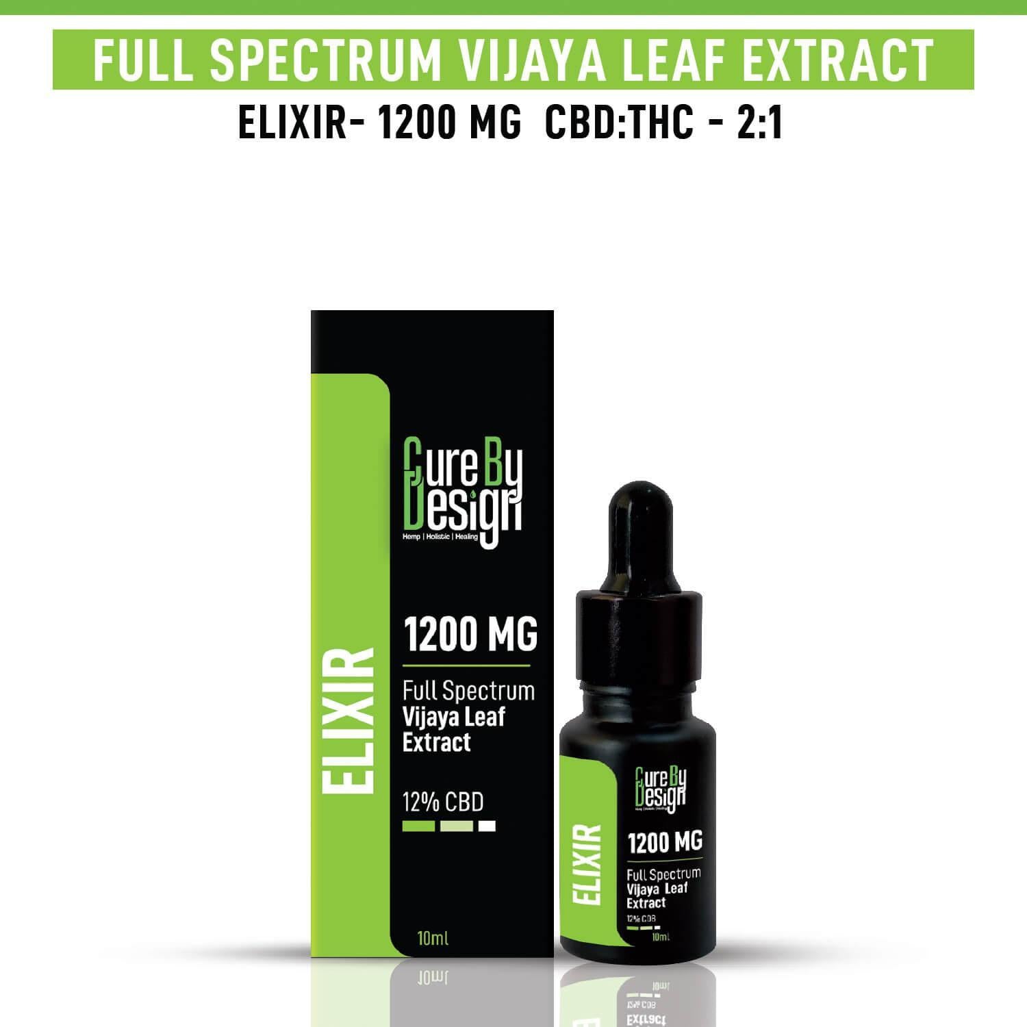 Cure By Design - Elixir -Full-Spectrum Vijaya Extract 1200 MG - 12% CBD.