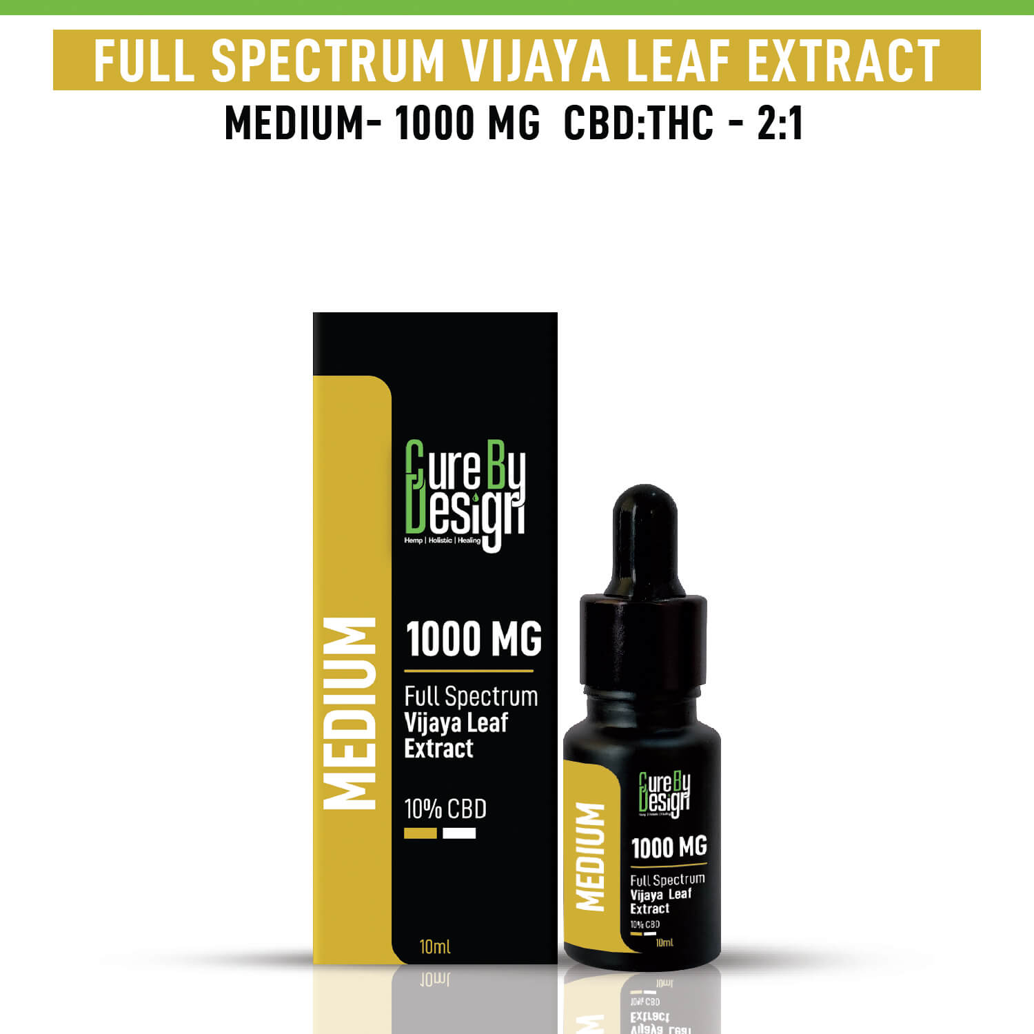 Cure By design - Full-Spectrum Vijaya Leaf Extract, 10% CBD, 1000MG (Medium) - CBD Store India