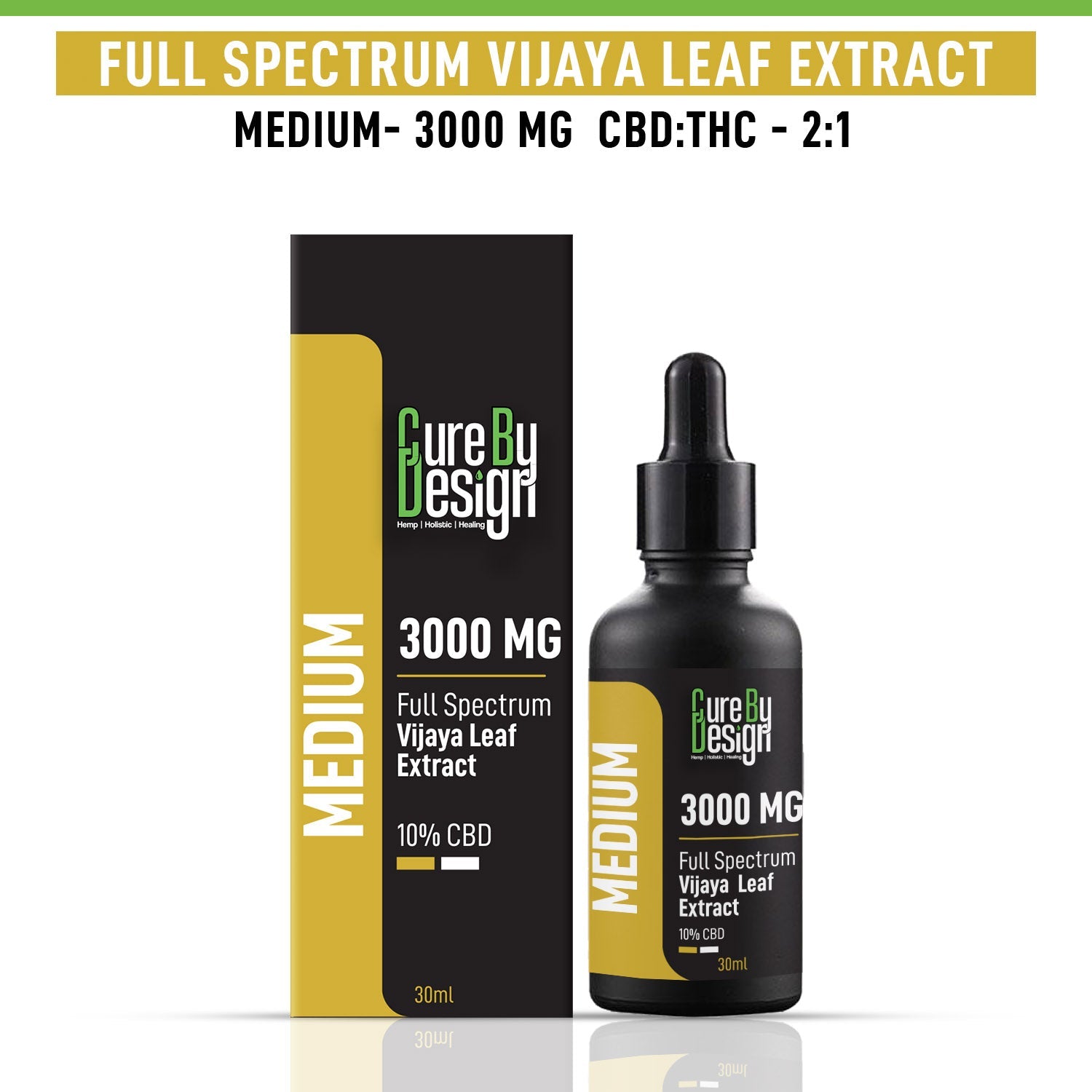 Cure By Design - Full-Spectrum Vijaya Leaf Extract - 10% CBD, 3000MG (Medium) - CBD Store India
