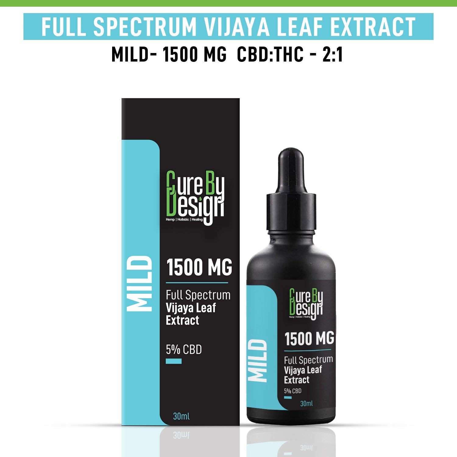 Cure By Design - Full-Spectrum Vijaya Leaf Extract, 5% CBD, 1500MG (Mild) - CBD Store India