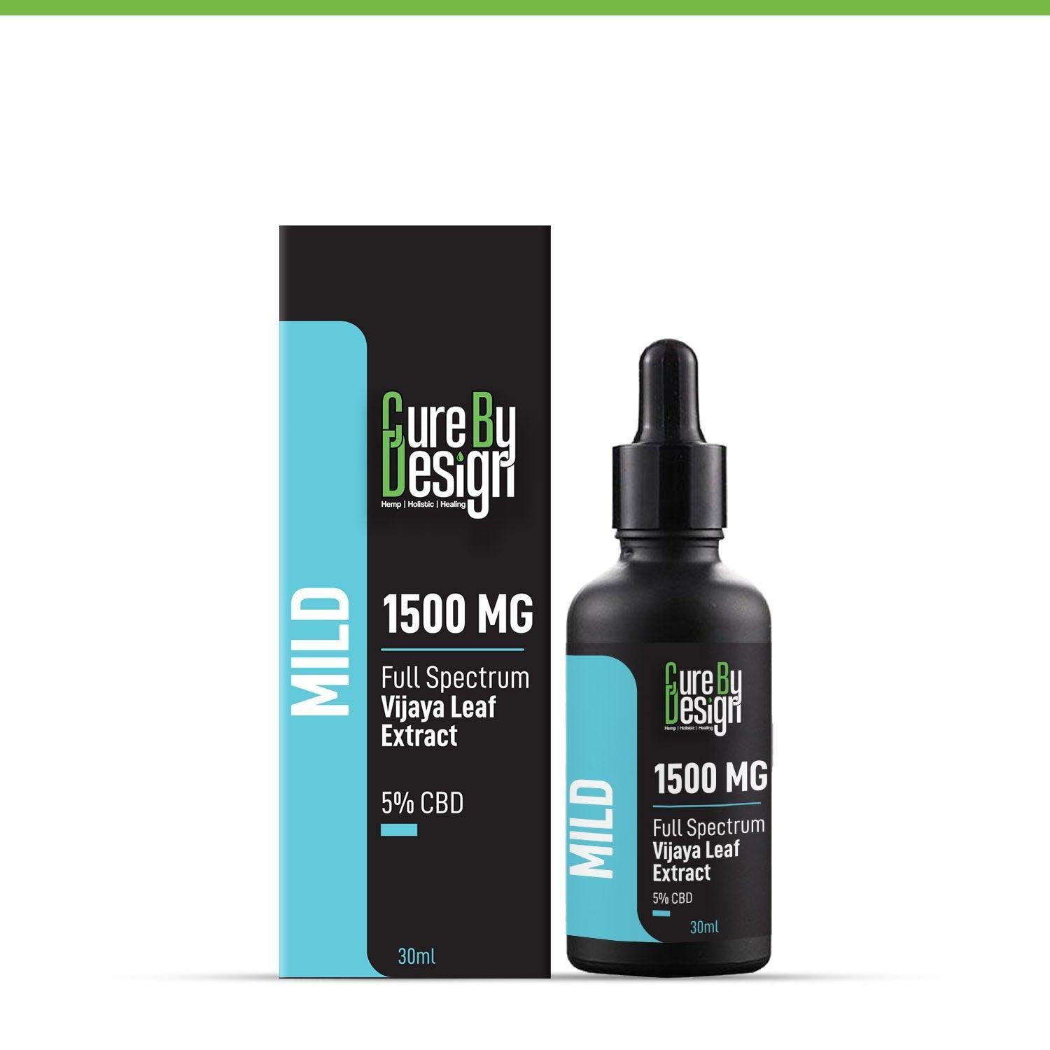 Cure By Design - Full-Spectrum Vijaya Leaf Extract, 5% CBD, 1500MG (Mild).