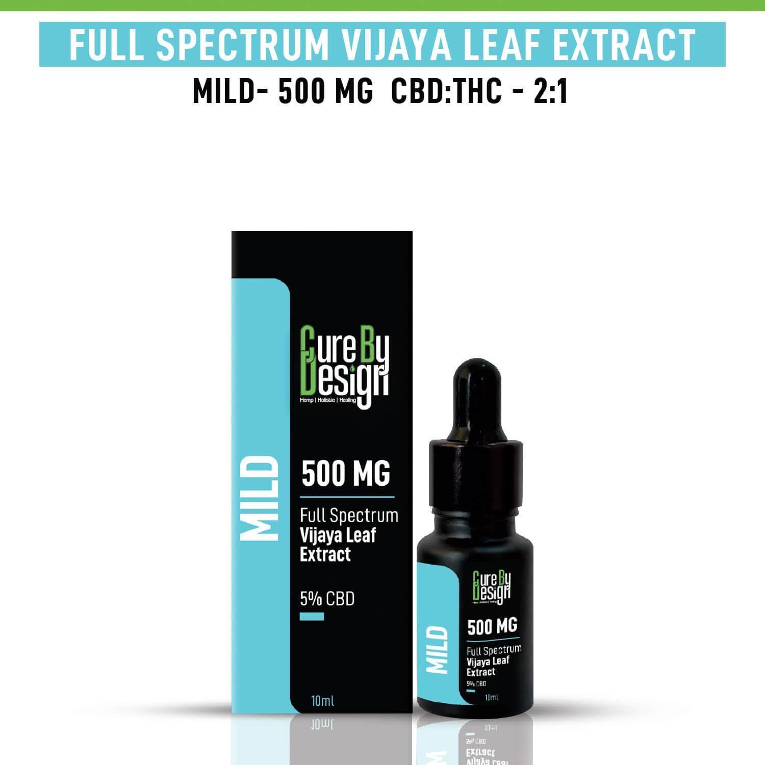 Cure By Design - Full-Spectrum Vijaya Leaf Extract, 5% CBD, 500MG (Mild).