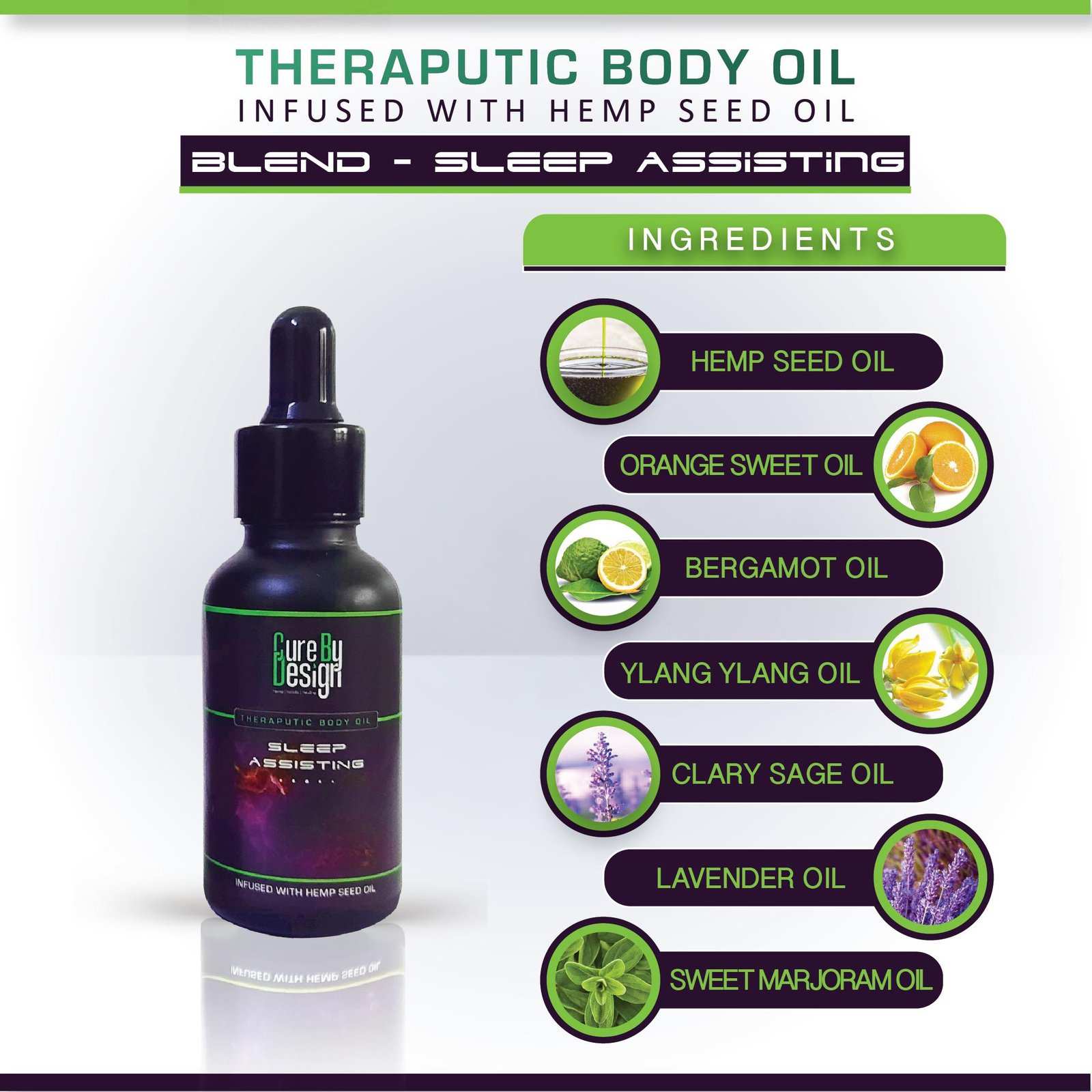 Cure By Design Hemp Blend Massage Oil For Sleep - CBD Store India