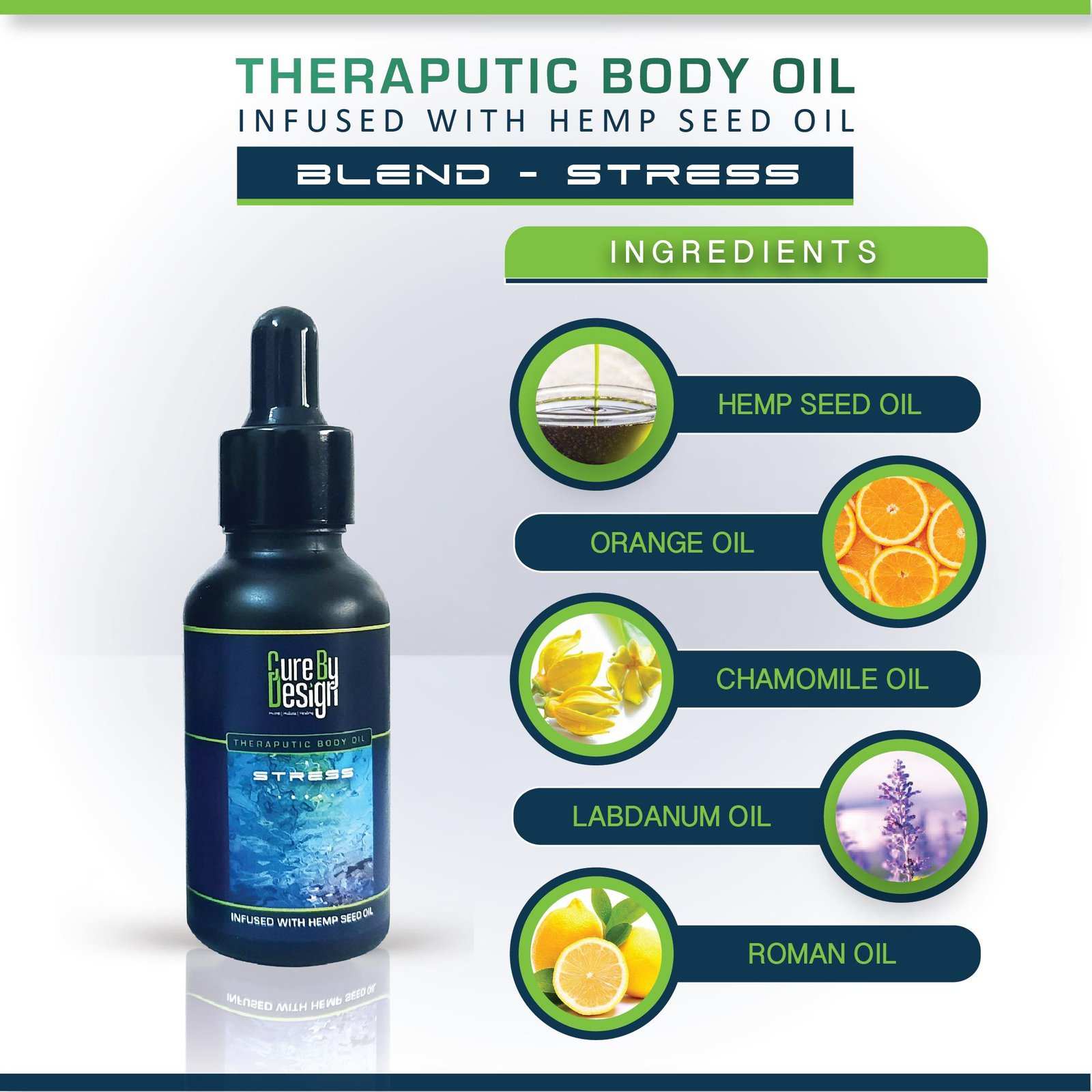 Cure By Design Hemp Blend Massage Oil For Stress - CBD Store India