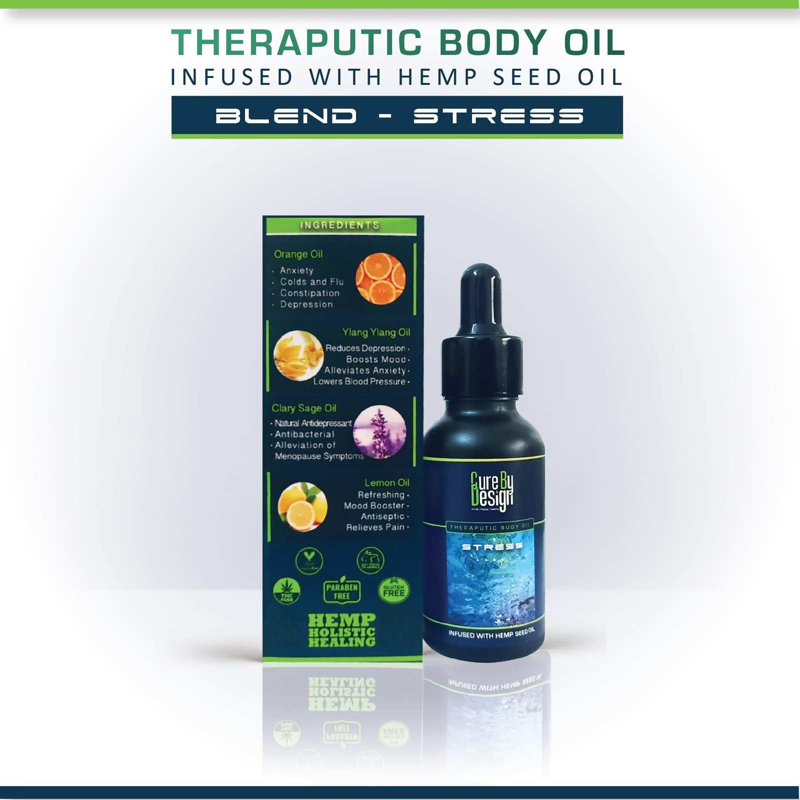 Cure By Design Hemp Blend Massage Oil For Stress - CBD Store India