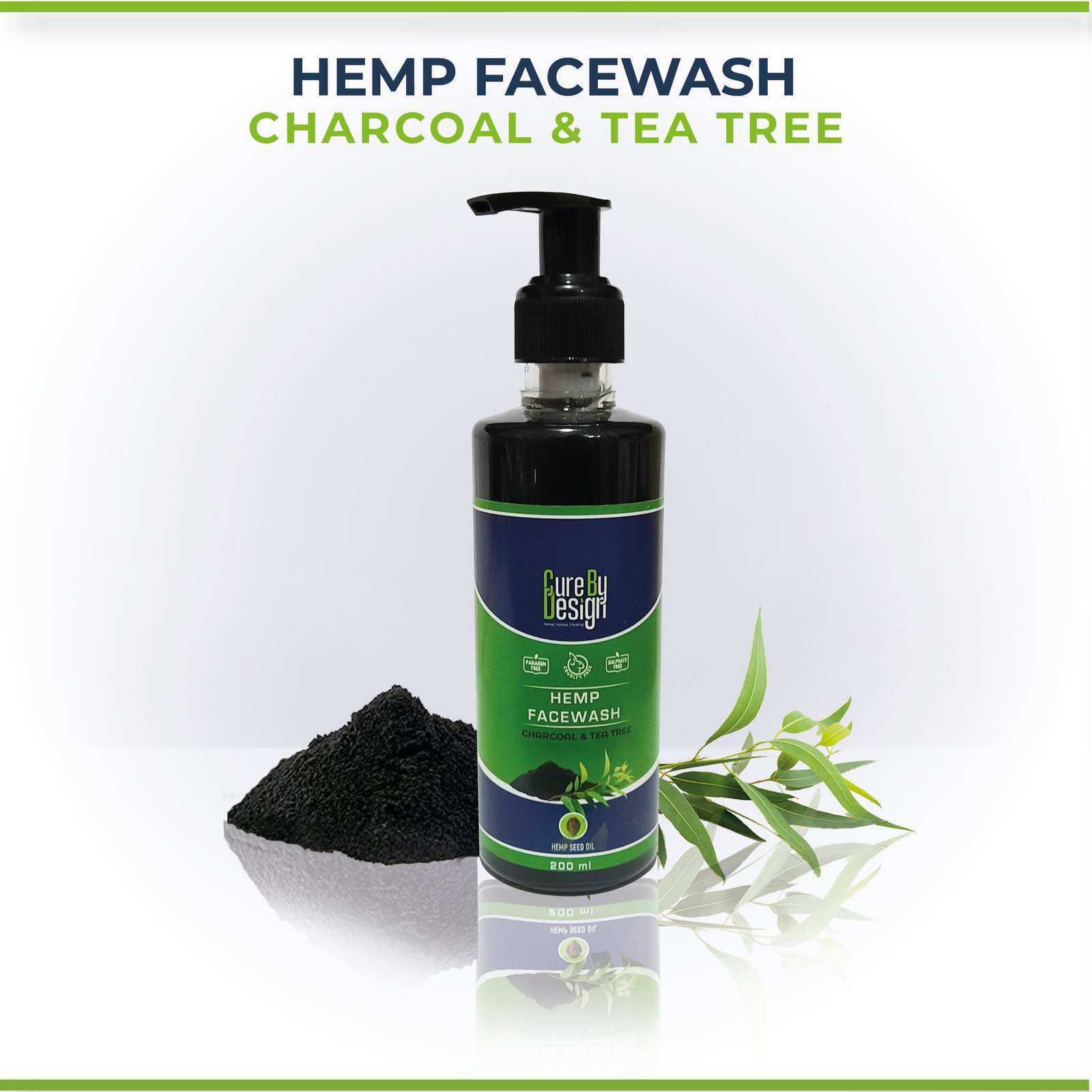 Cure By Design Hemp, Charcoal & Tea Tree Face Wash - CBD Store India