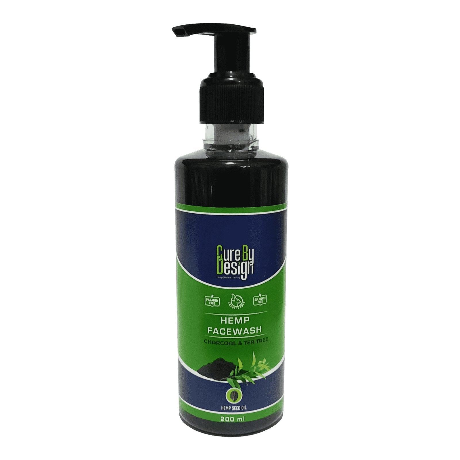 Cure By Design Hemp, Charcoal & Tea Tree Face Wash - CBD Store India