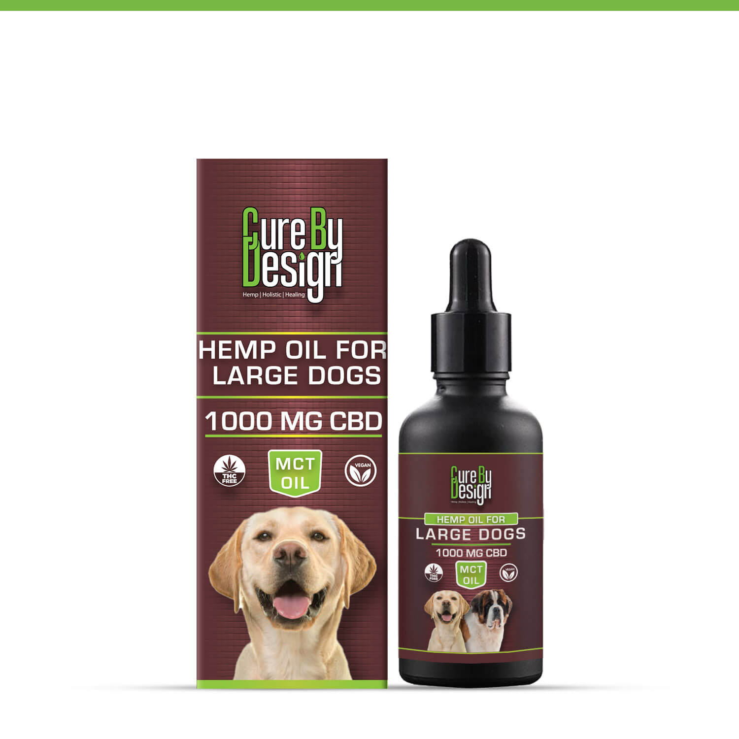 Cure By Design Hemp Oil for Large Dogs 1000mg CBD MCT - CBD Store India