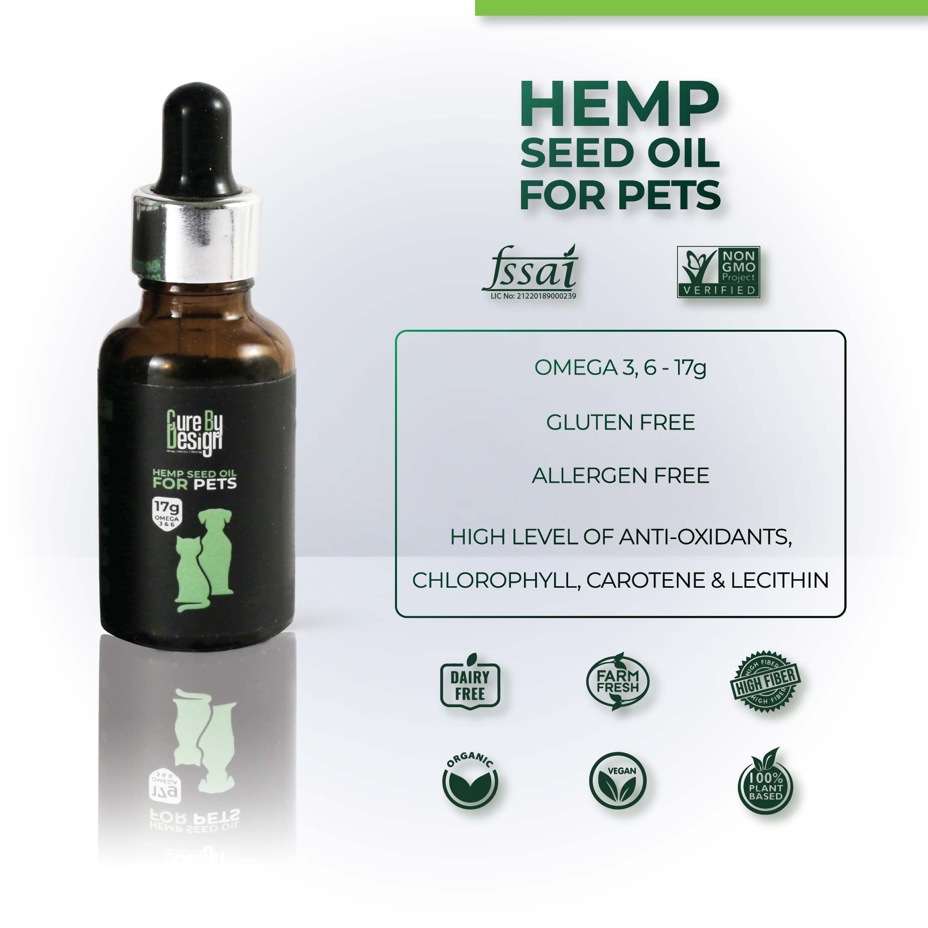 Cure By Design Hemp Seed Oil For Pets - CBD Store India