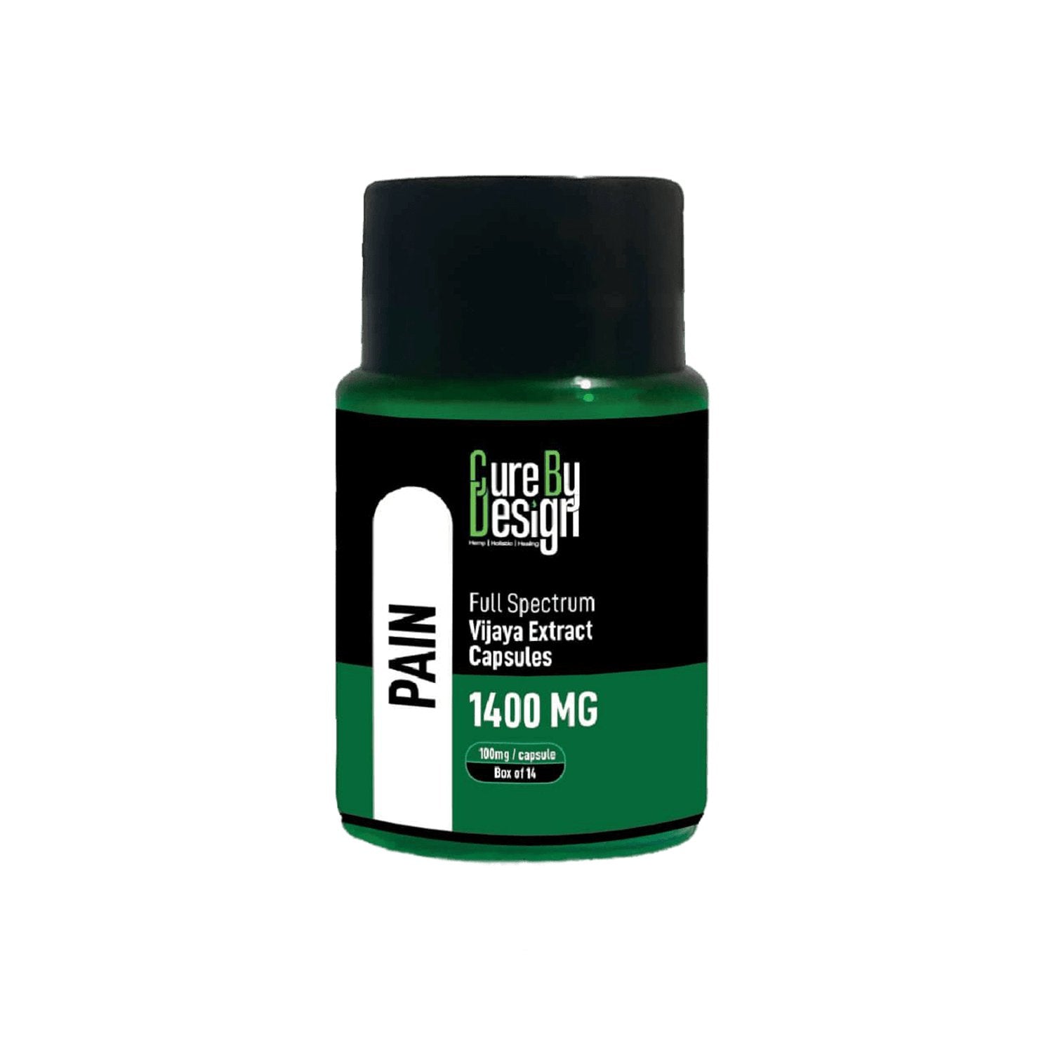 Cure By Design - Pain | 1400 MG-100mg/Capsule - THC Dominant (1:4 - CBD:THC) - CBD Store India