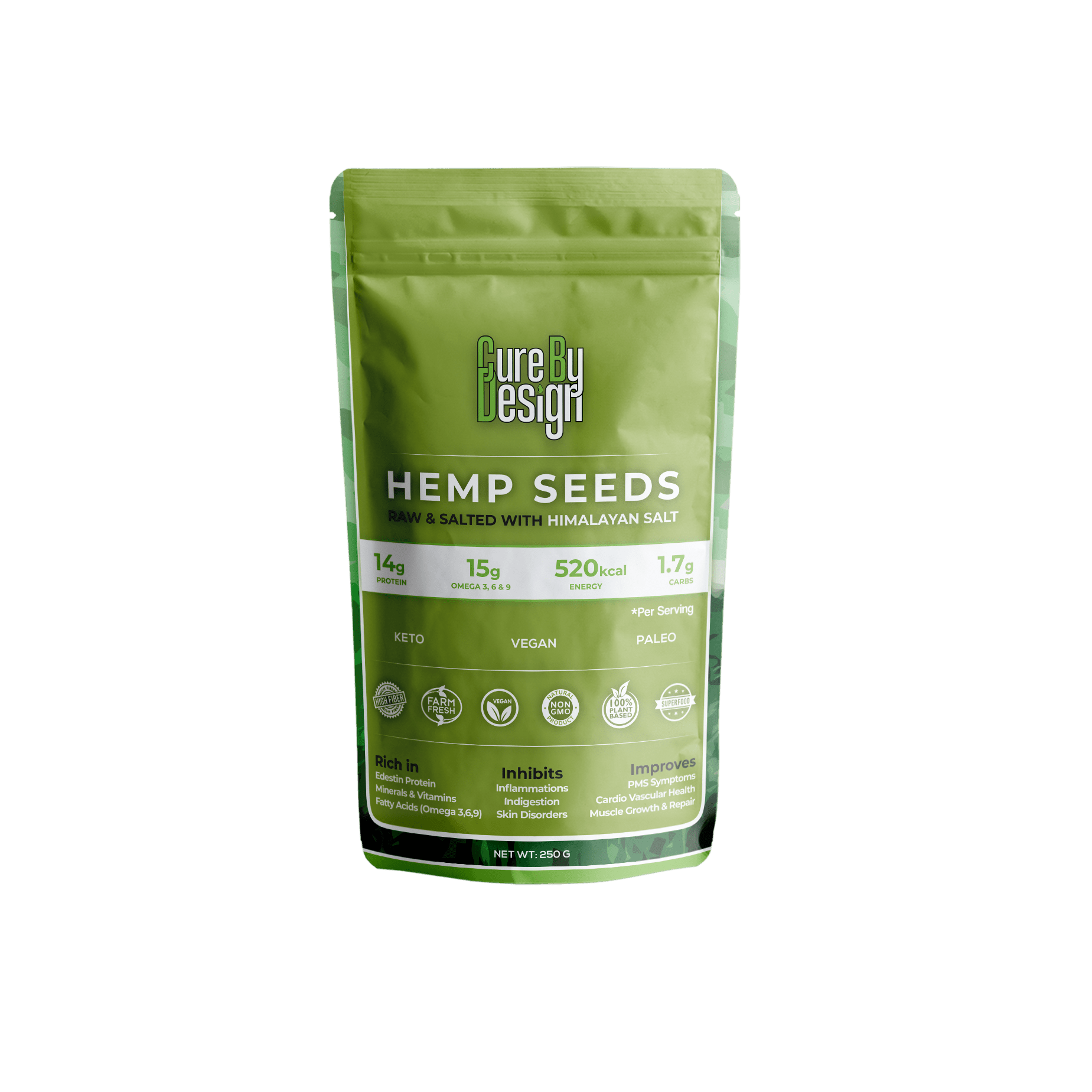 Cure By Design Roasted Hemp Seeds With Pink Himalayan Salt - CBD Store India