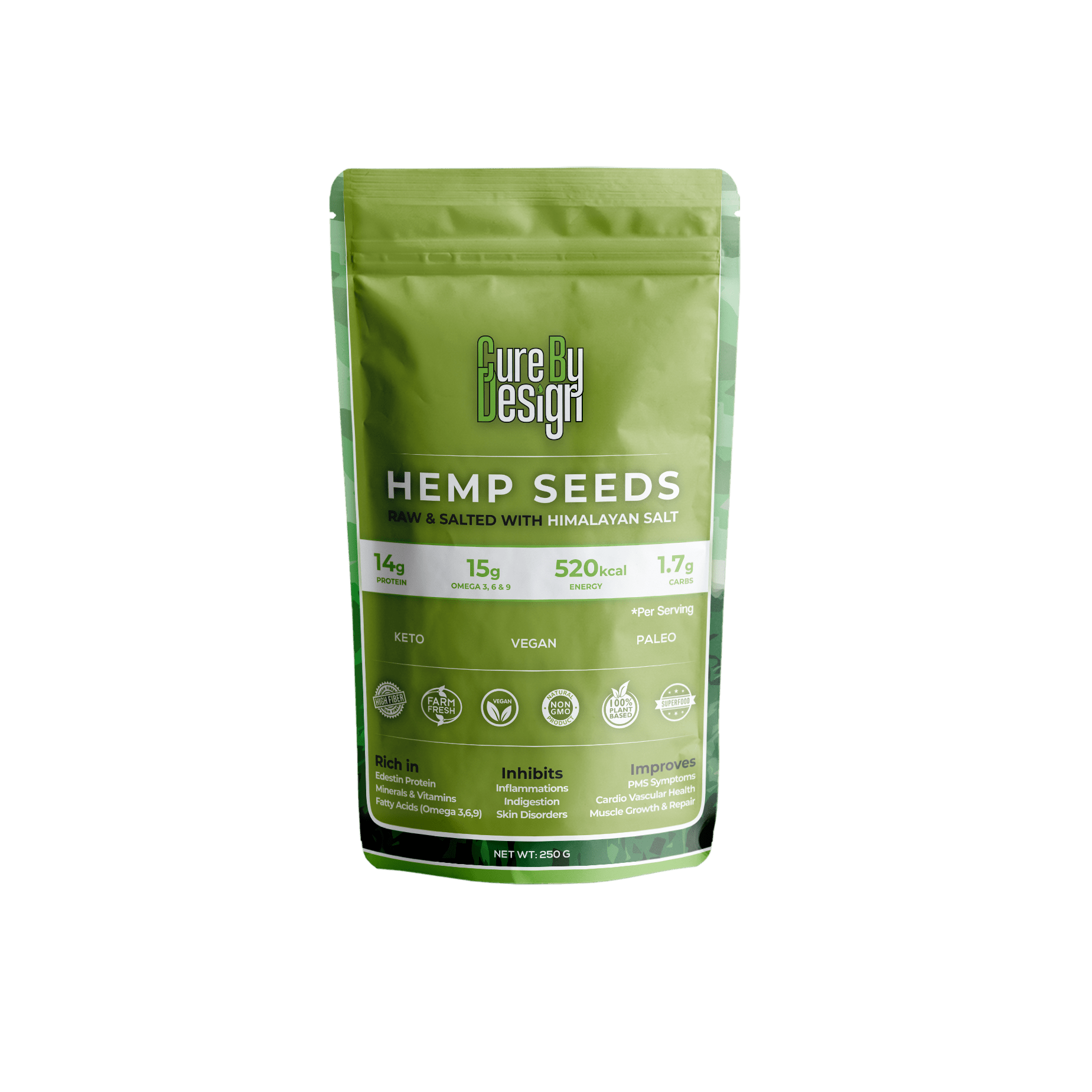 Cure By Design Roasted Hemp Seeds With Pink Himalayan Salt