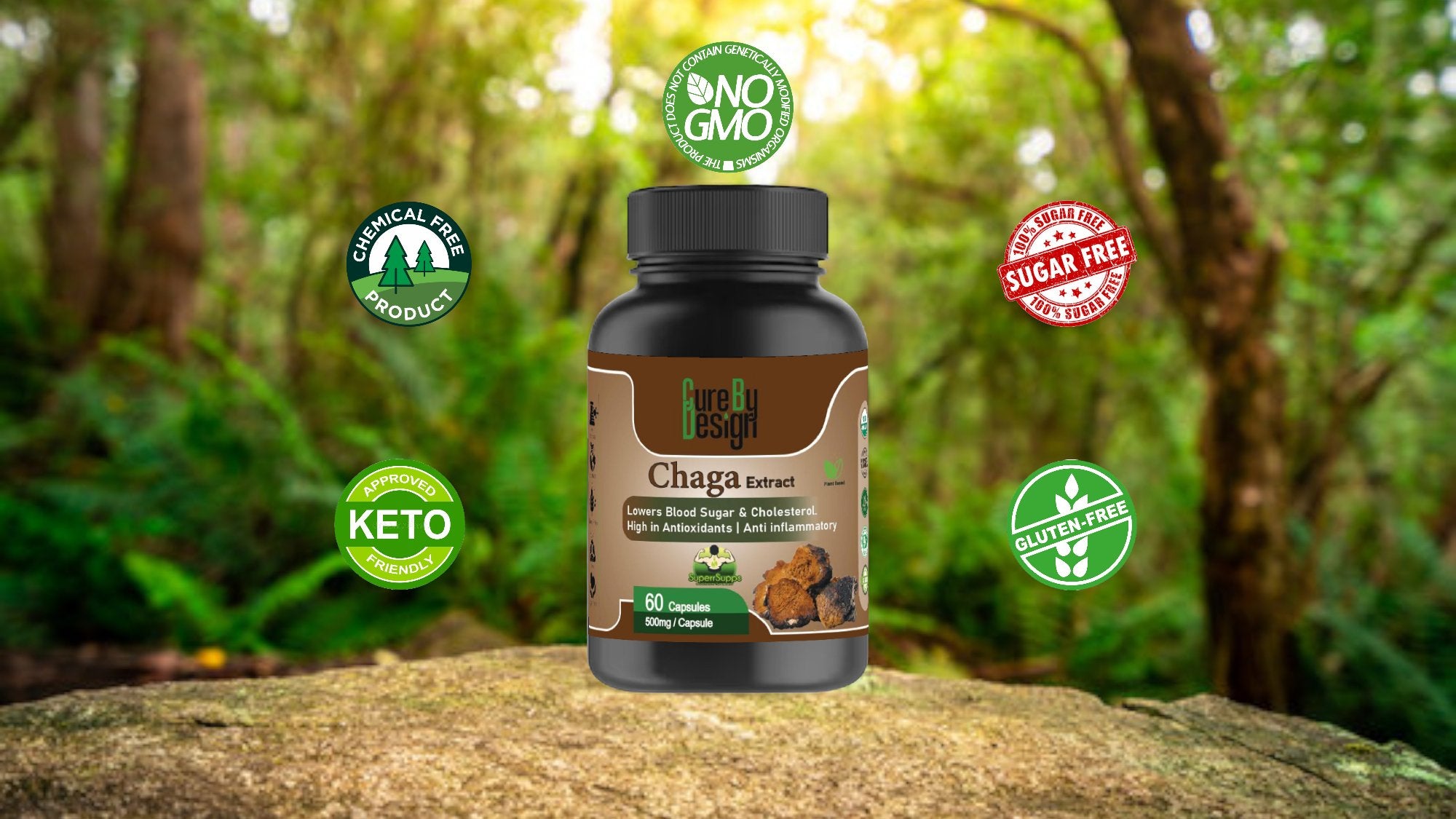 Cure By Design - Superrsupps Chaga Mushroom Capsules - CBD Store India