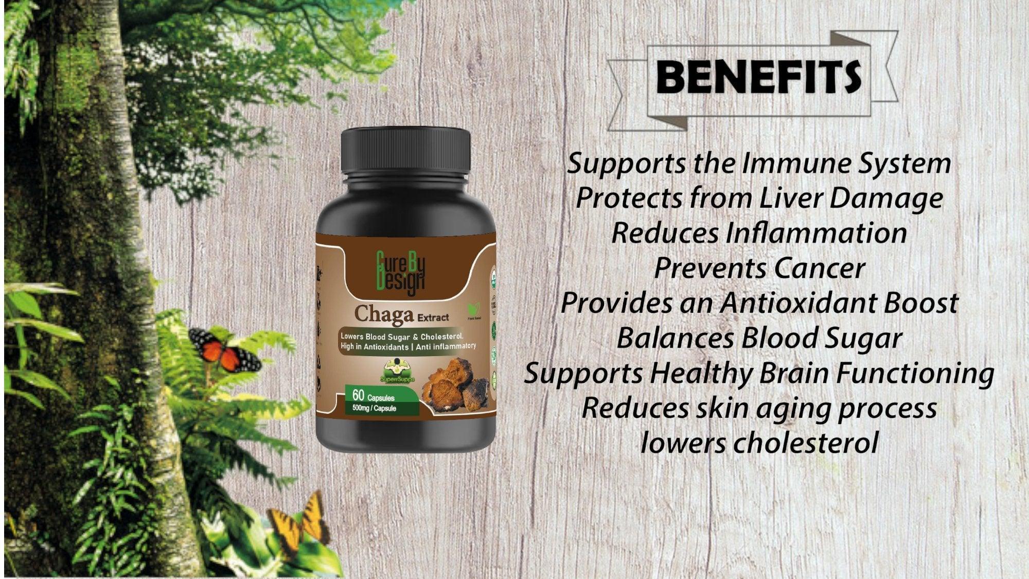 Cure By Design - Superrsupps Chaga Mushroom Capsules.
