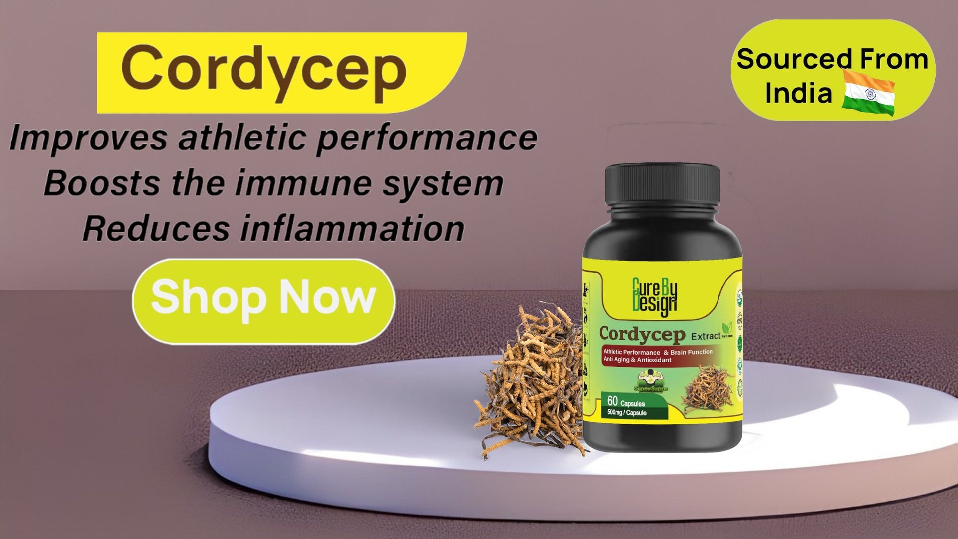 Cure By Design - Superrsupps Cordyceps Capsules - CBD Store India