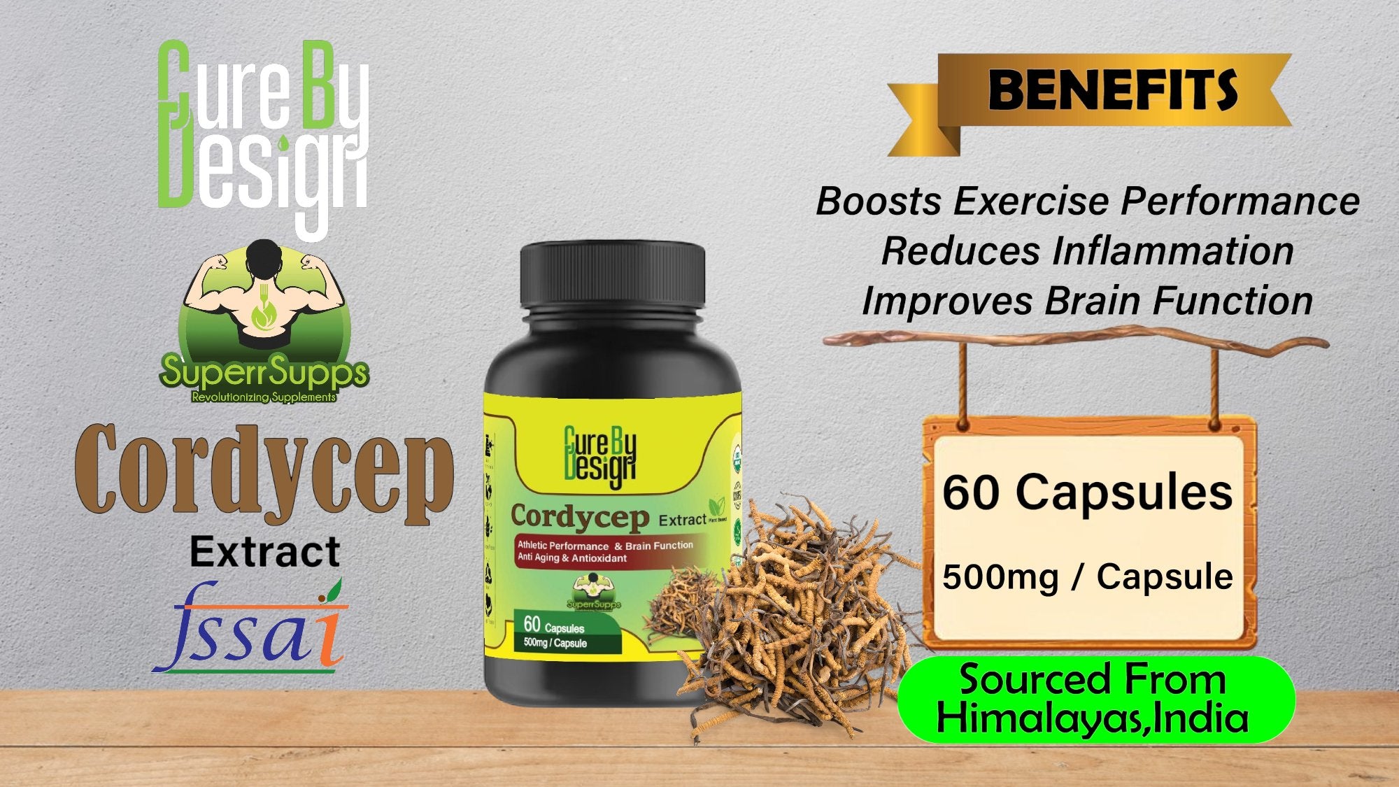 Cure By Design - Superrsupps Cordyceps Capsules - CBD Store India