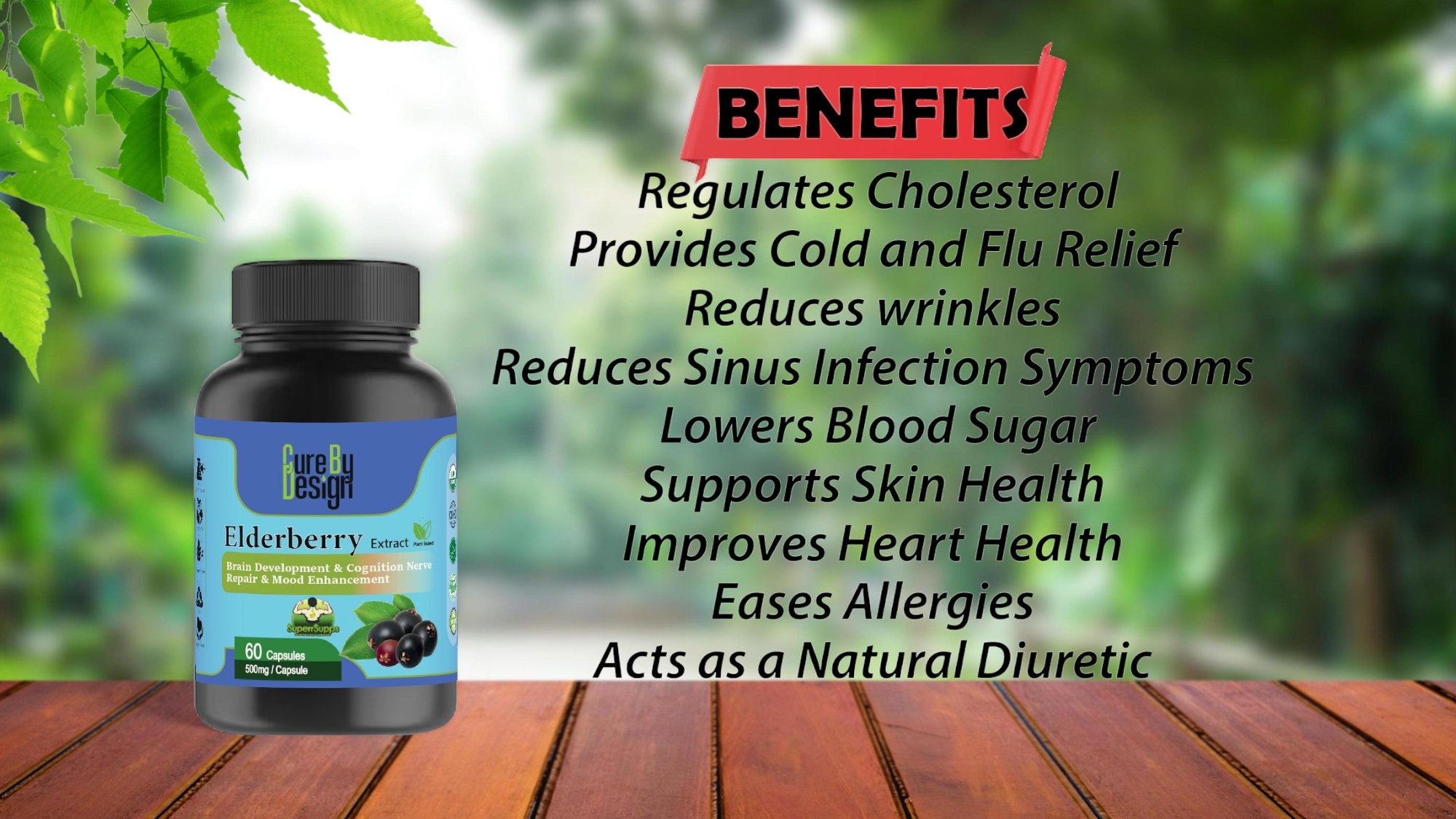 Cure By Design - Superrsupps Elderberry Capsules - CBD Store India