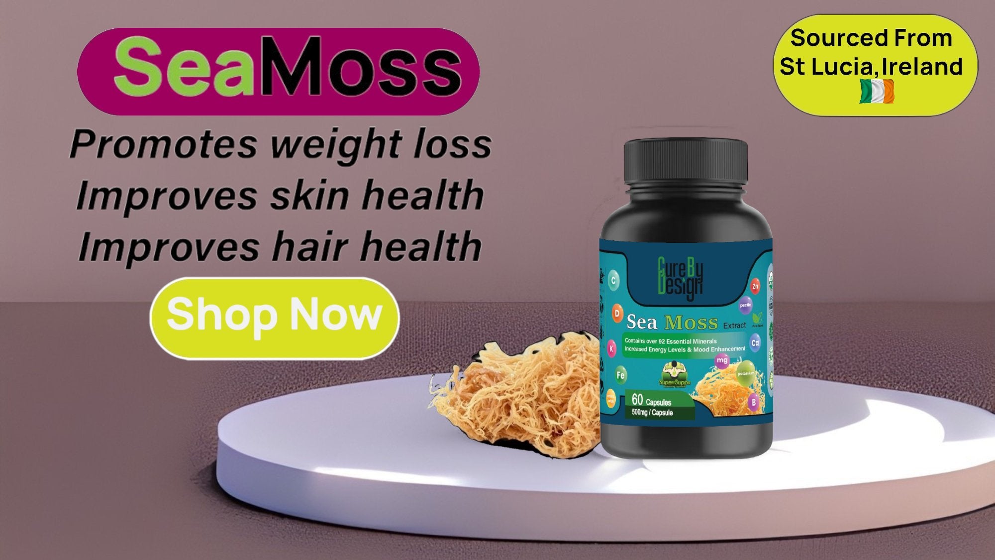 Cure By Design - Superrsupps Irish Sea Moss Capsules - CBD Store India