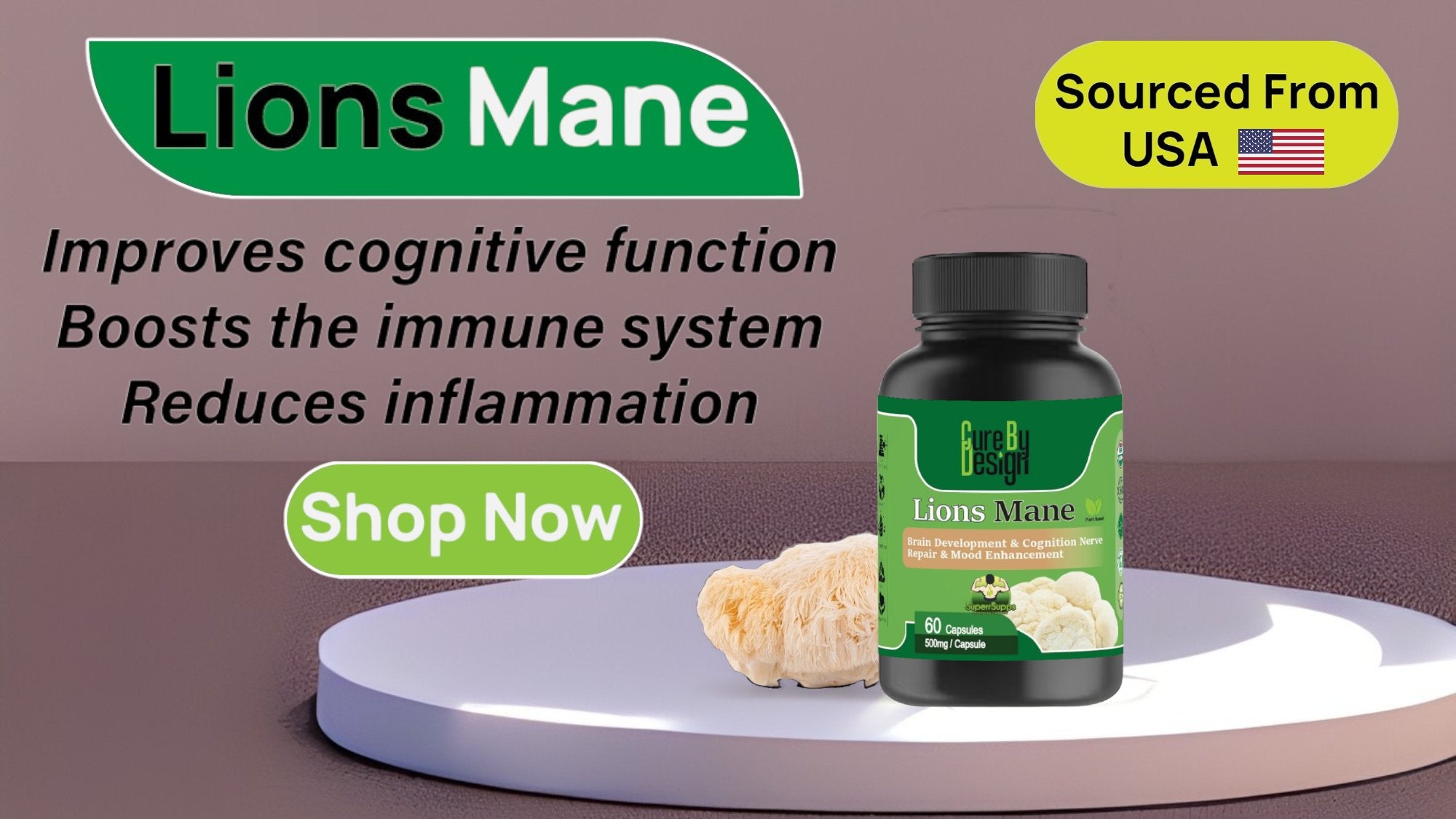 Cure By Design - Superrsupps Lions Mane Capsules - CBD Store India