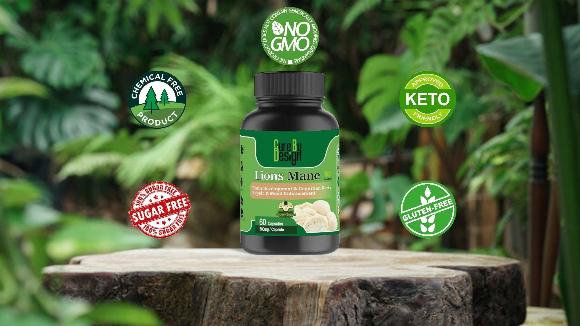 Cure By Design - Superrsupps Lions Mane Capsules.