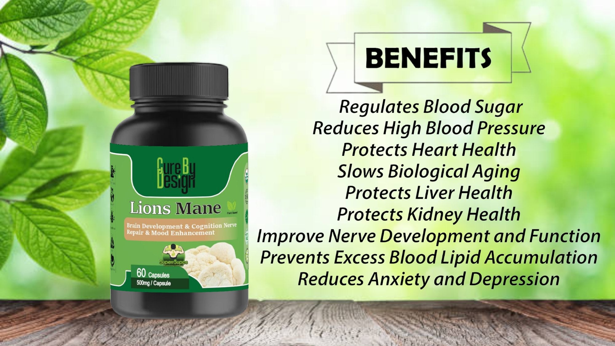 Cure By Design - Superrsupps Lions Mane Capsules - CBD Store India