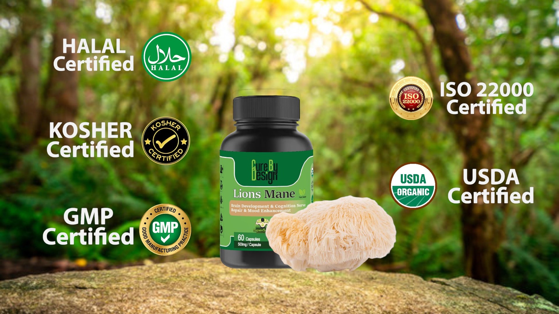 Cure By Design - Superrsupps Lions Mane Capsules - CBD Store India