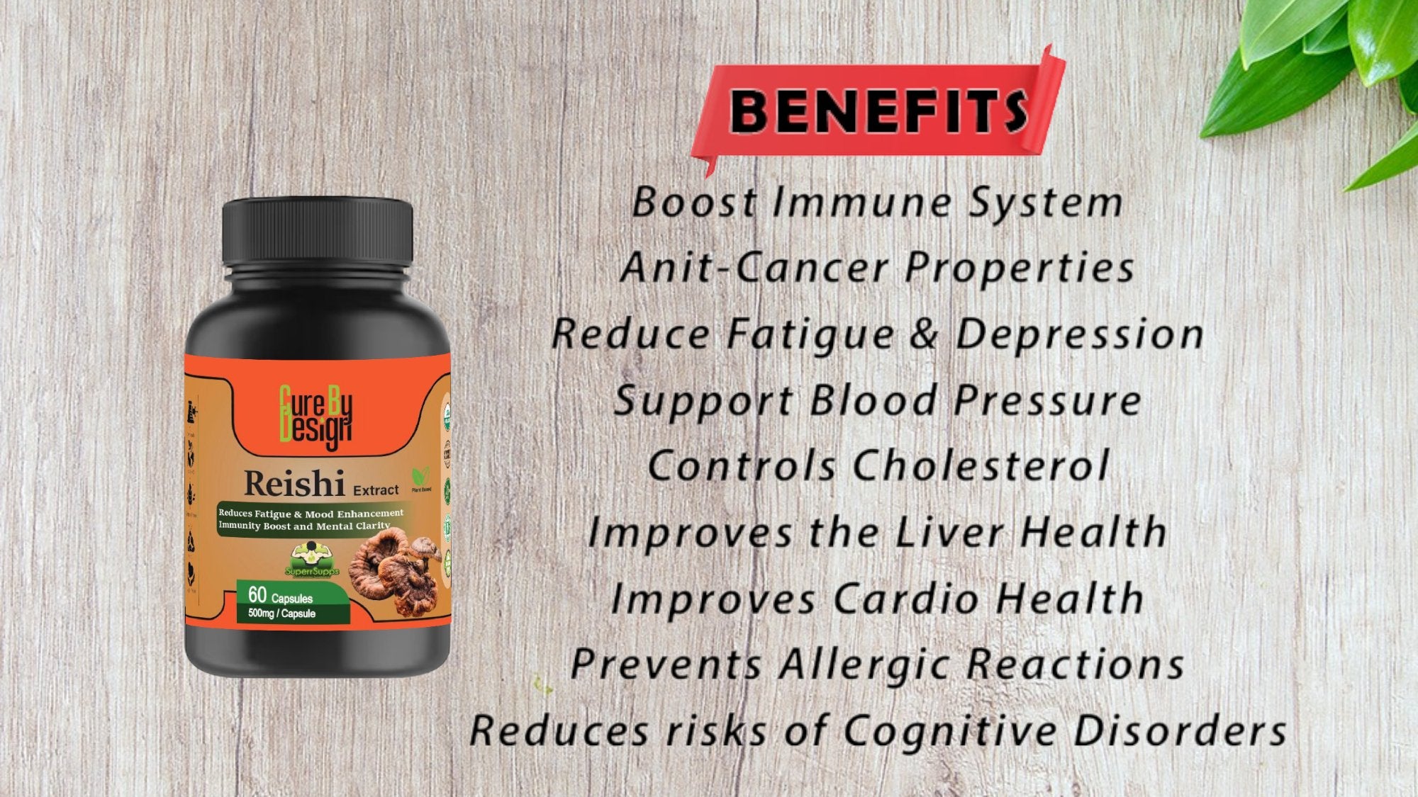 Cure By Design - Superrsupps Reishi Mushroom Capsules - CBD Store India