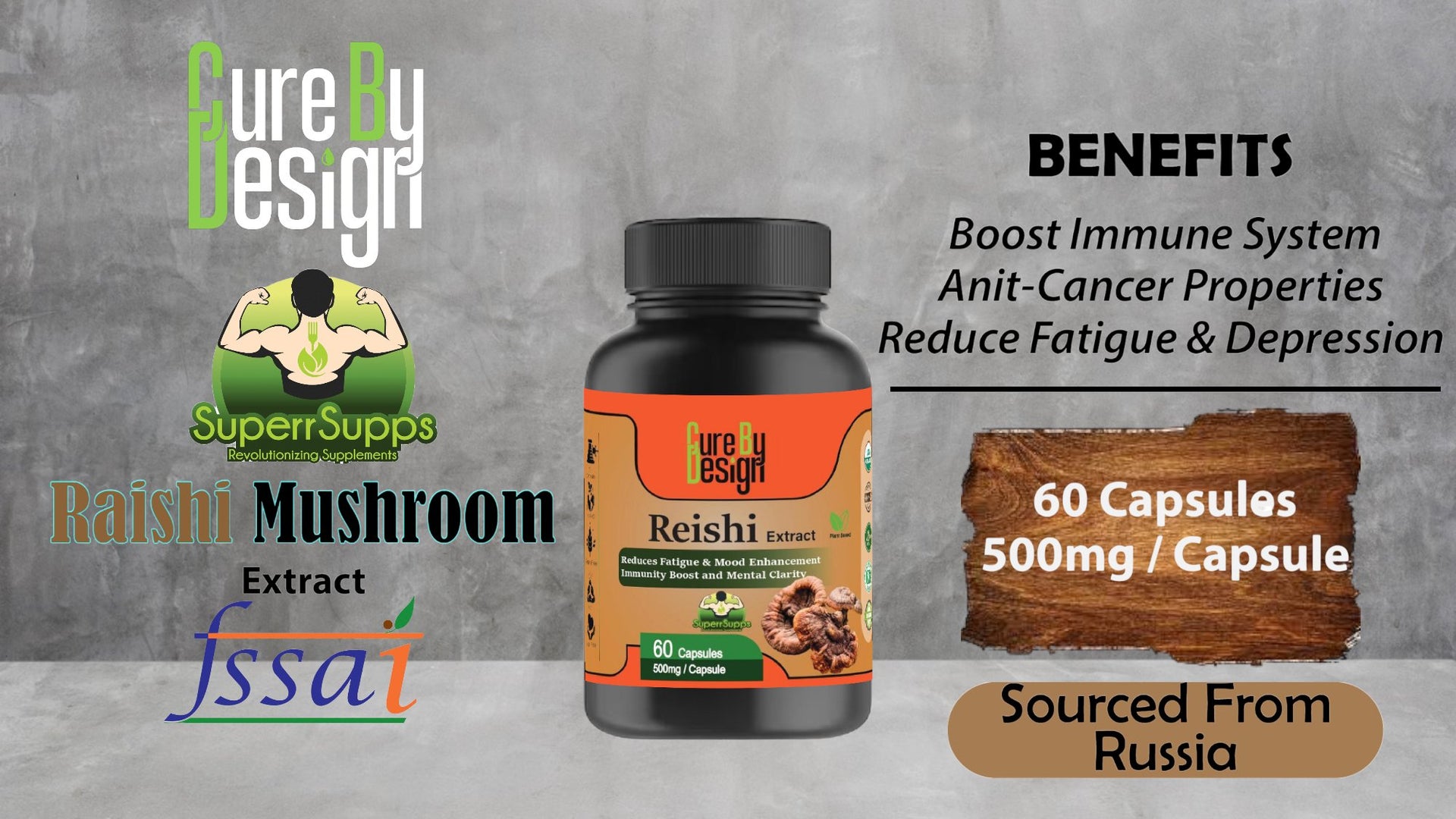 Cure By Design - Superrsupps Reishi Mushroom Capsules - CBD Store India